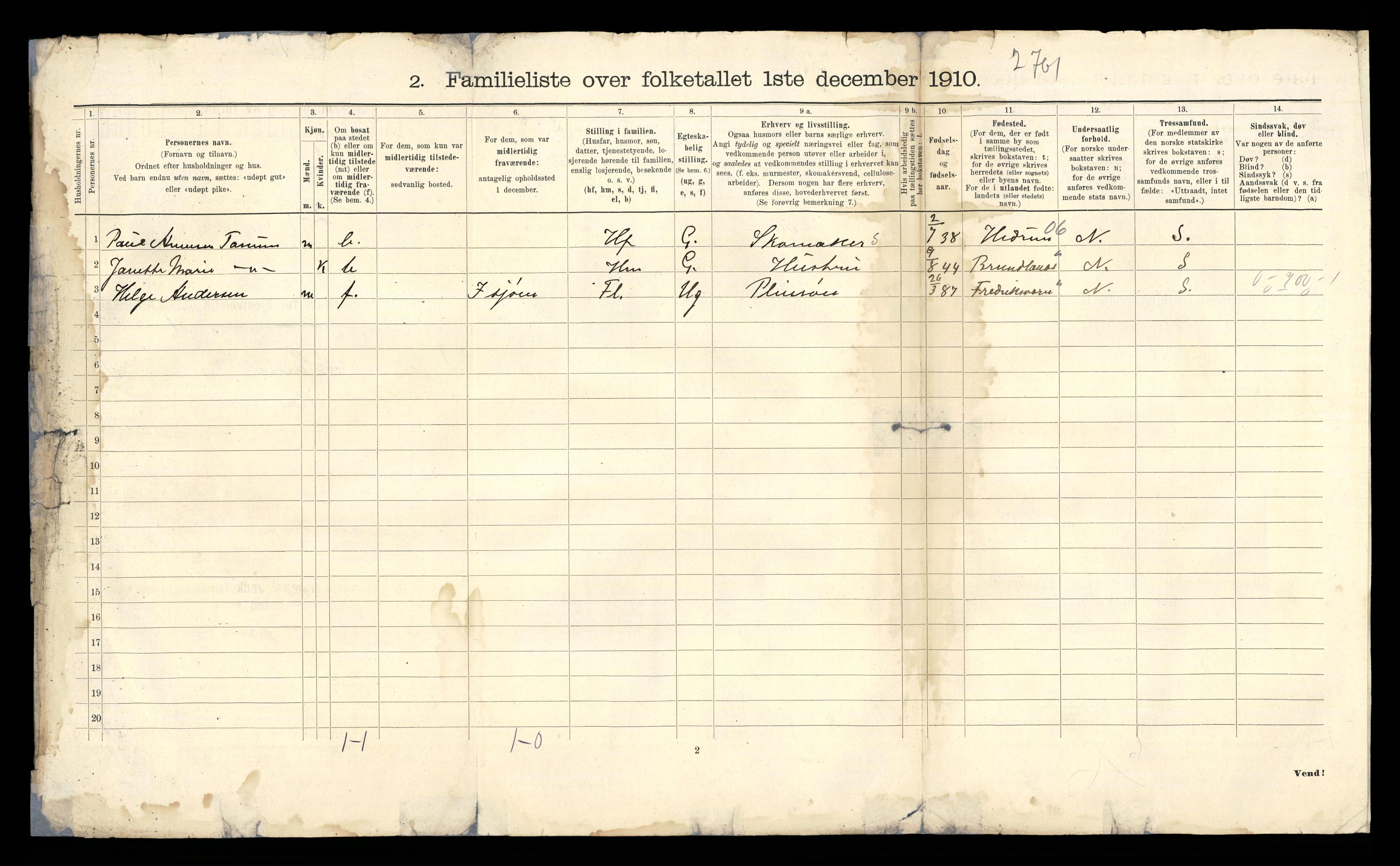 RA, 1910 census for Larvik, 1910, p. 78