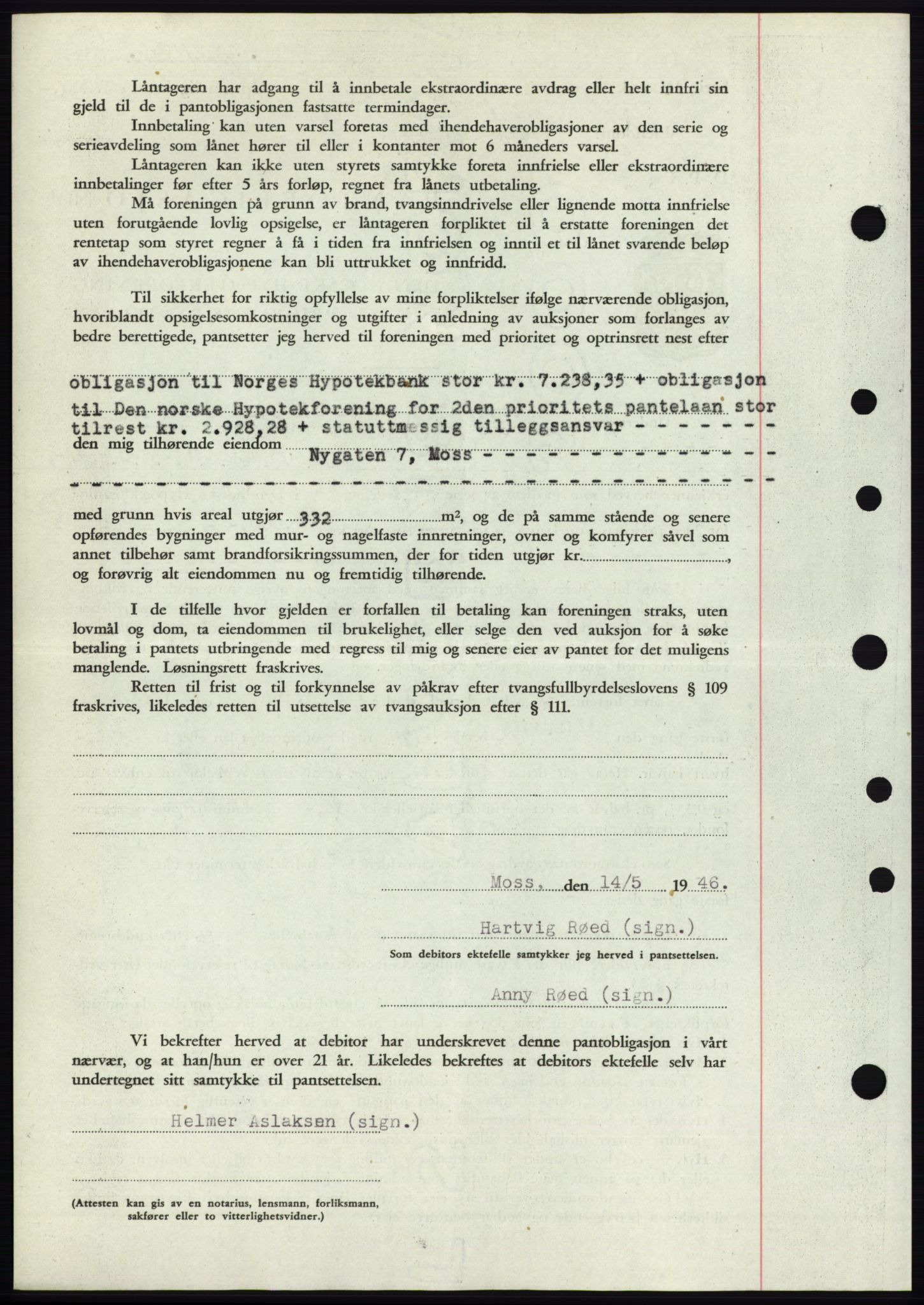 Moss sorenskriveri, SAO/A-10168: Mortgage book no. B15, 1946-1946, Diary no: : 1042/1946