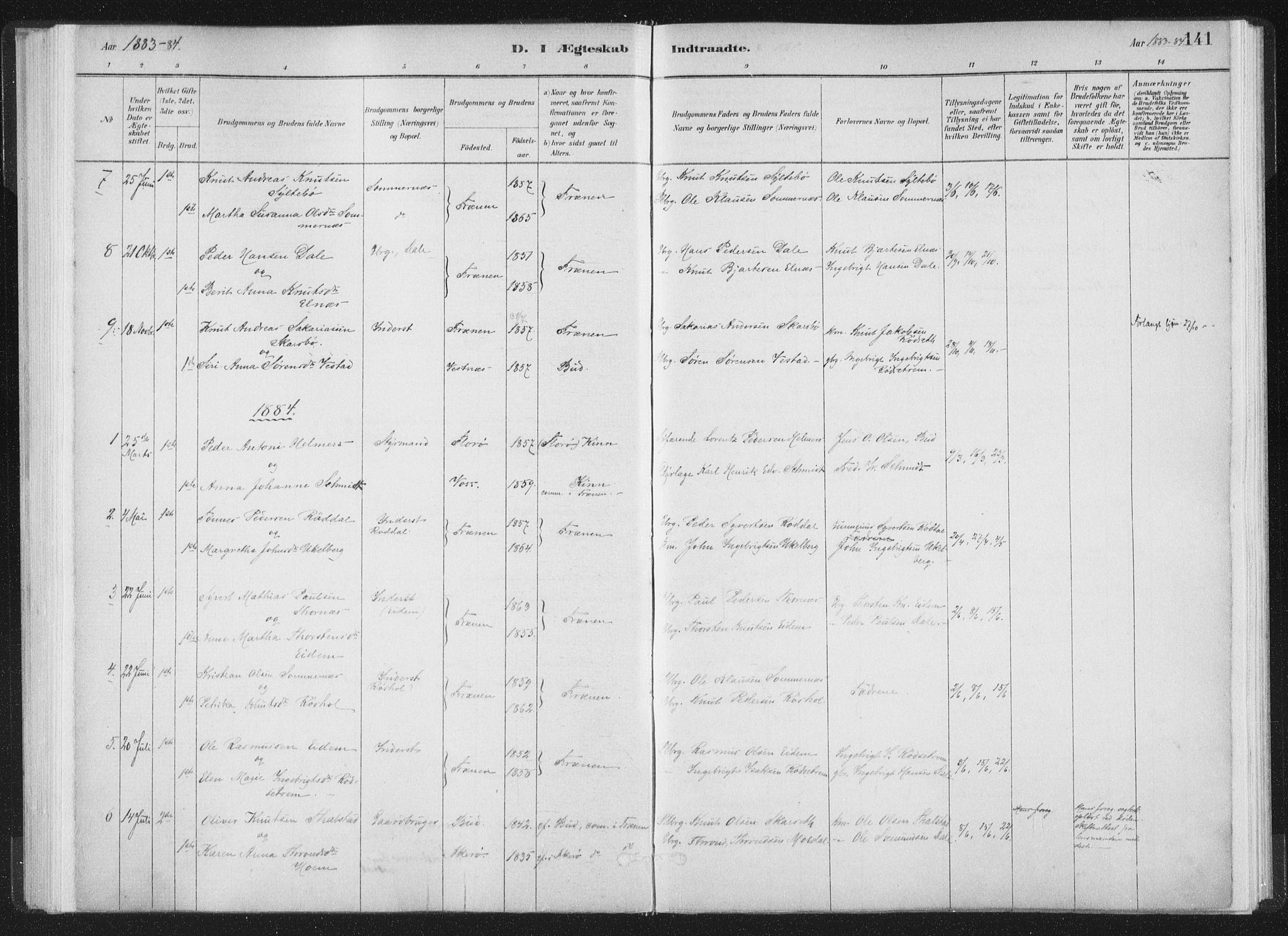 Ministerialprotokoller, klokkerbøker og fødselsregistre - Møre og Romsdal, SAT/A-1454/564/L0740: Parish register (official) no. 564A01, 1880-1899, p. 141