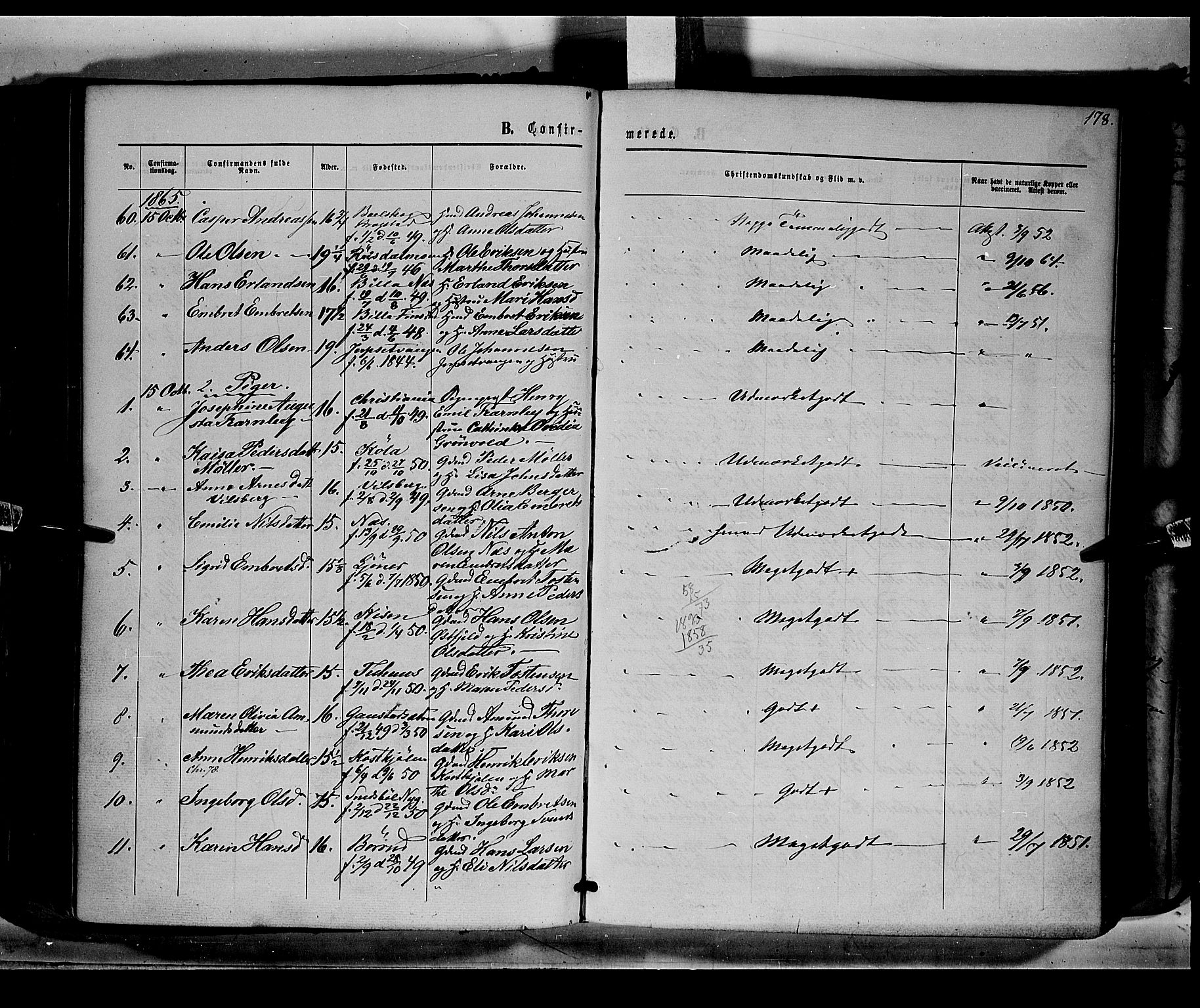 Eidskog prestekontor, AV/SAH-PREST-026/H/Ha/Haa/L0001: Parish register (official) no. 1, 1860-1867, p. 178