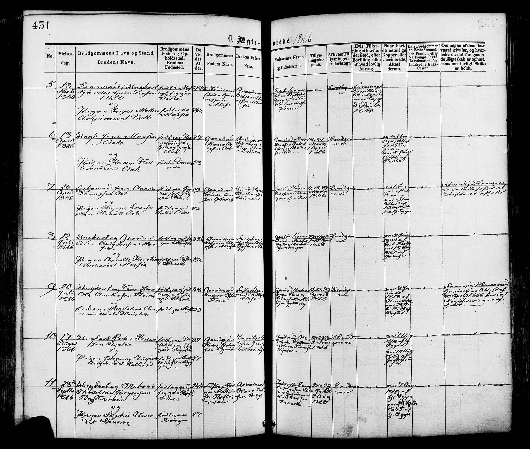 Onsøy prestekontor Kirkebøker, AV/SAO-A-10914/F/Fa/L0004: Parish register (official) no. I 4, 1861-1877, p. 431