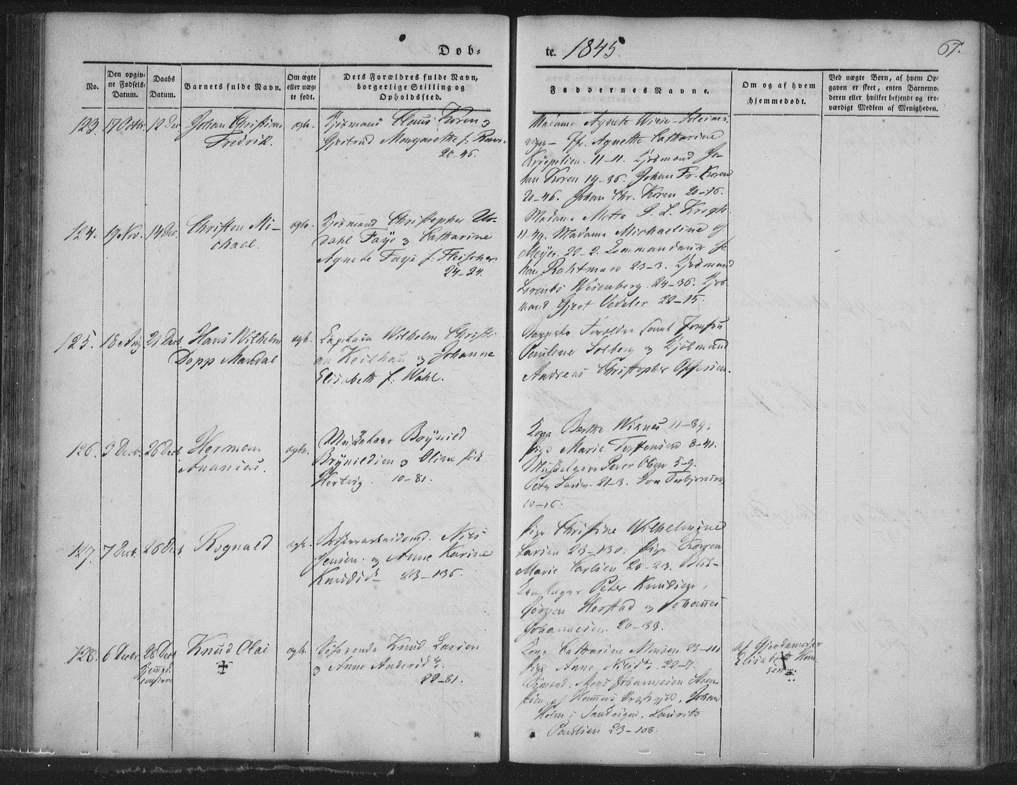 Korskirken sokneprestembete, SAB/A-76101/H/Haa/L0016: Parish register (official) no. B 2, 1841-1851, p. 67
