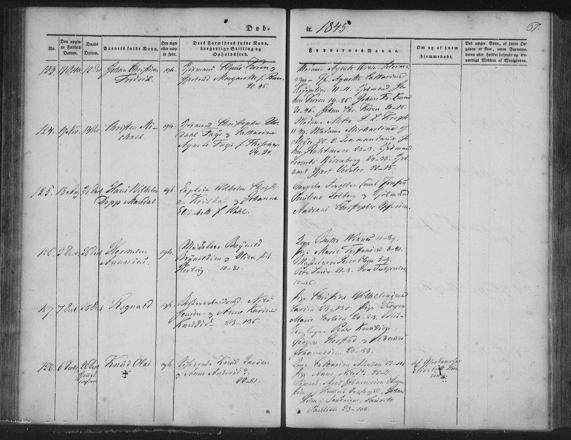 Korskirken sokneprestembete, AV/SAB-A-76101/H/Haa/L0016: Parish register (official) no. B 2, 1841-1851, p. 67