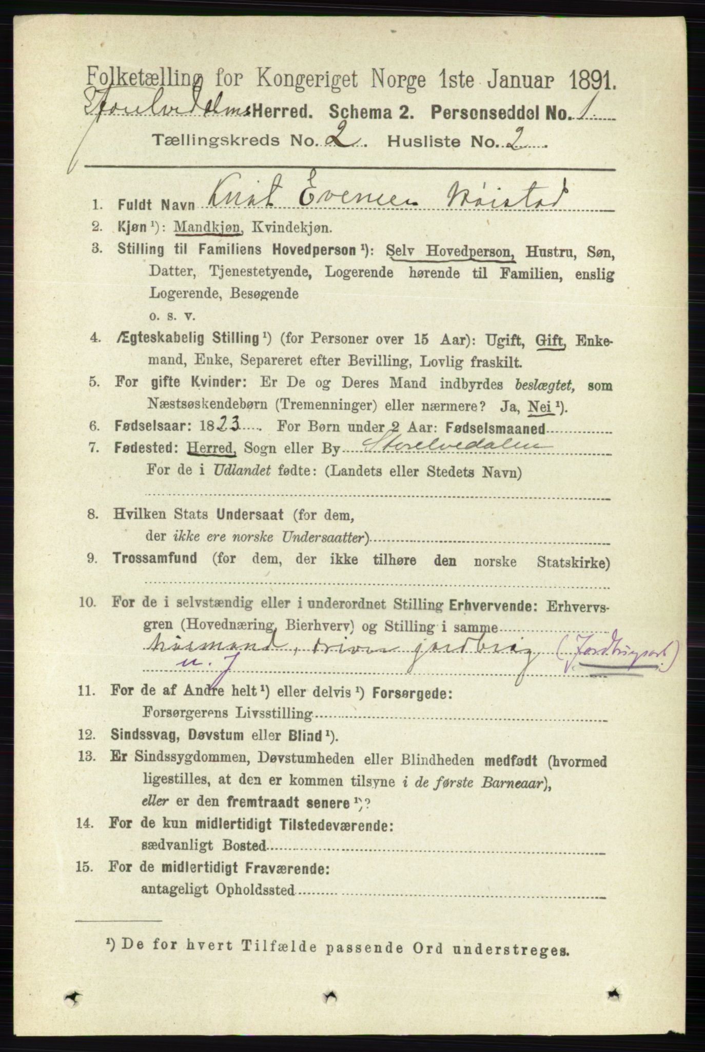 RA, 1891 census for 0430 Stor-Elvdal, 1891, p. 387