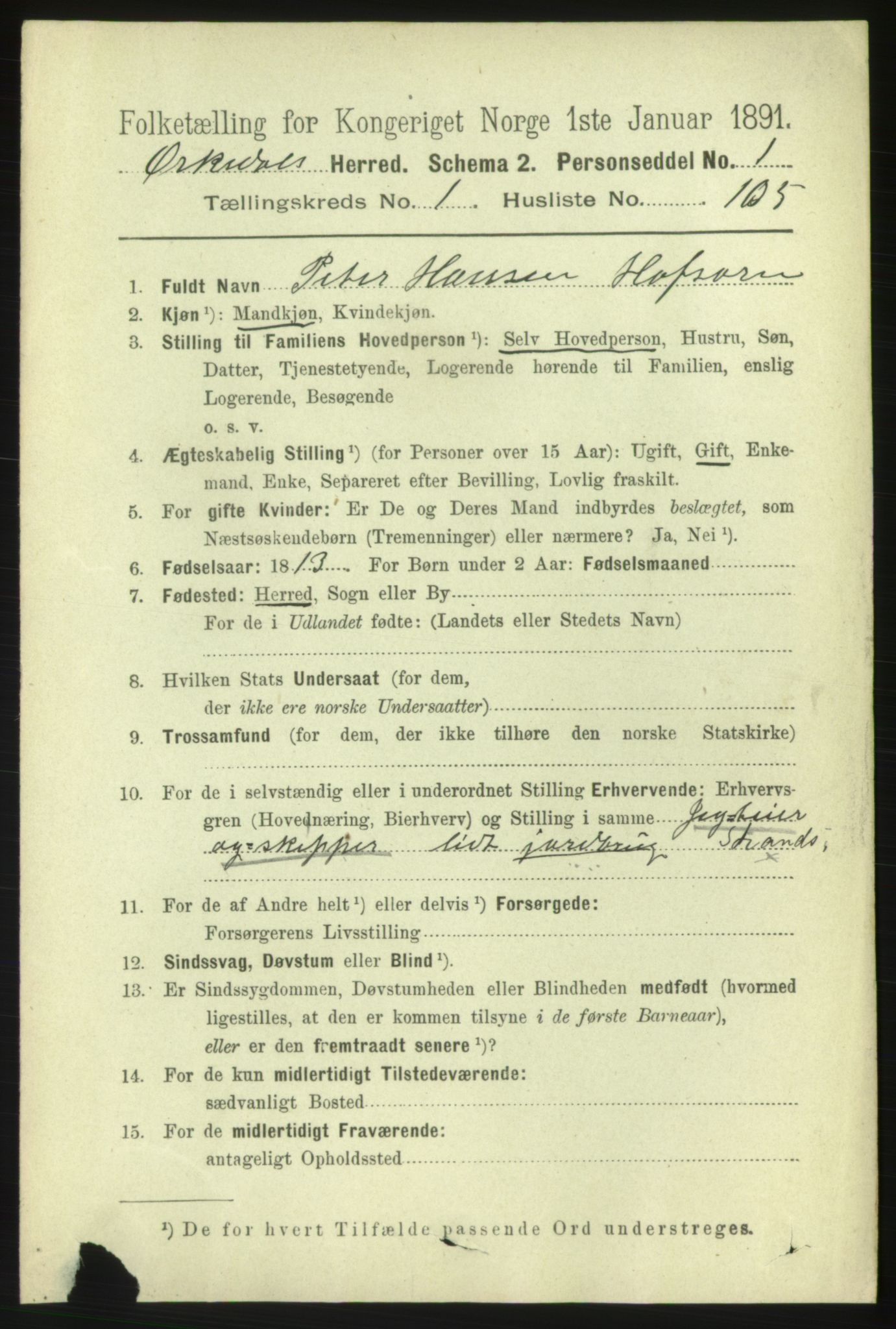 RA, 1891 census for 1638 Orkdal, 1891, p. 877