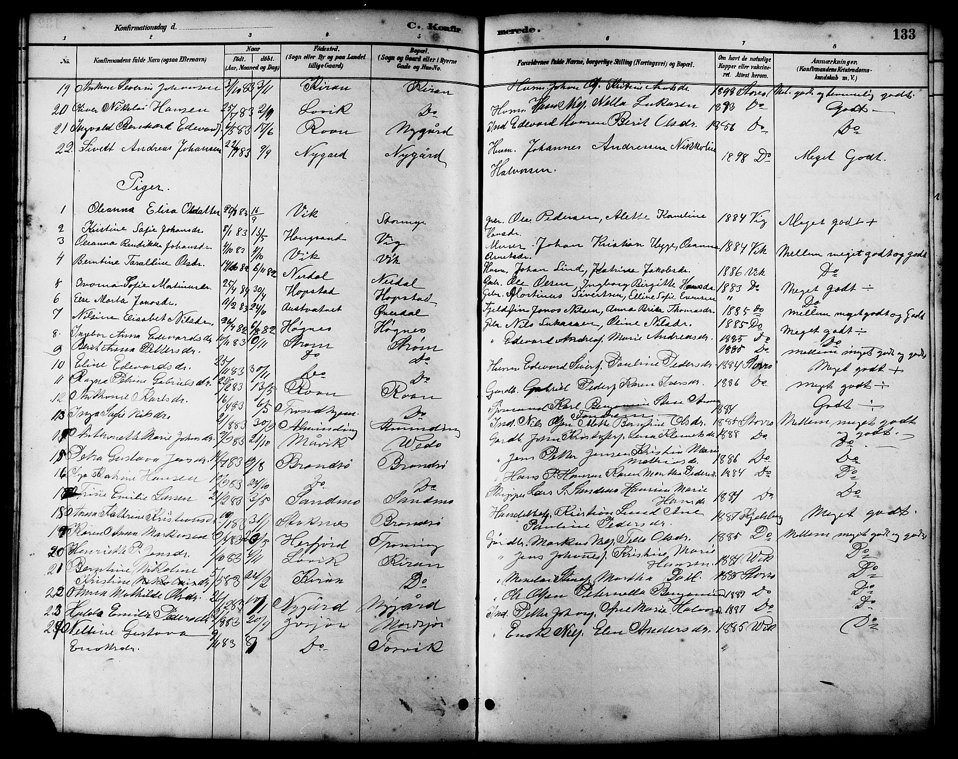 Ministerialprotokoller, klokkerbøker og fødselsregistre - Sør-Trøndelag, AV/SAT-A-1456/657/L0716: Parish register (copy) no. 657C03, 1889-1904, p. 133