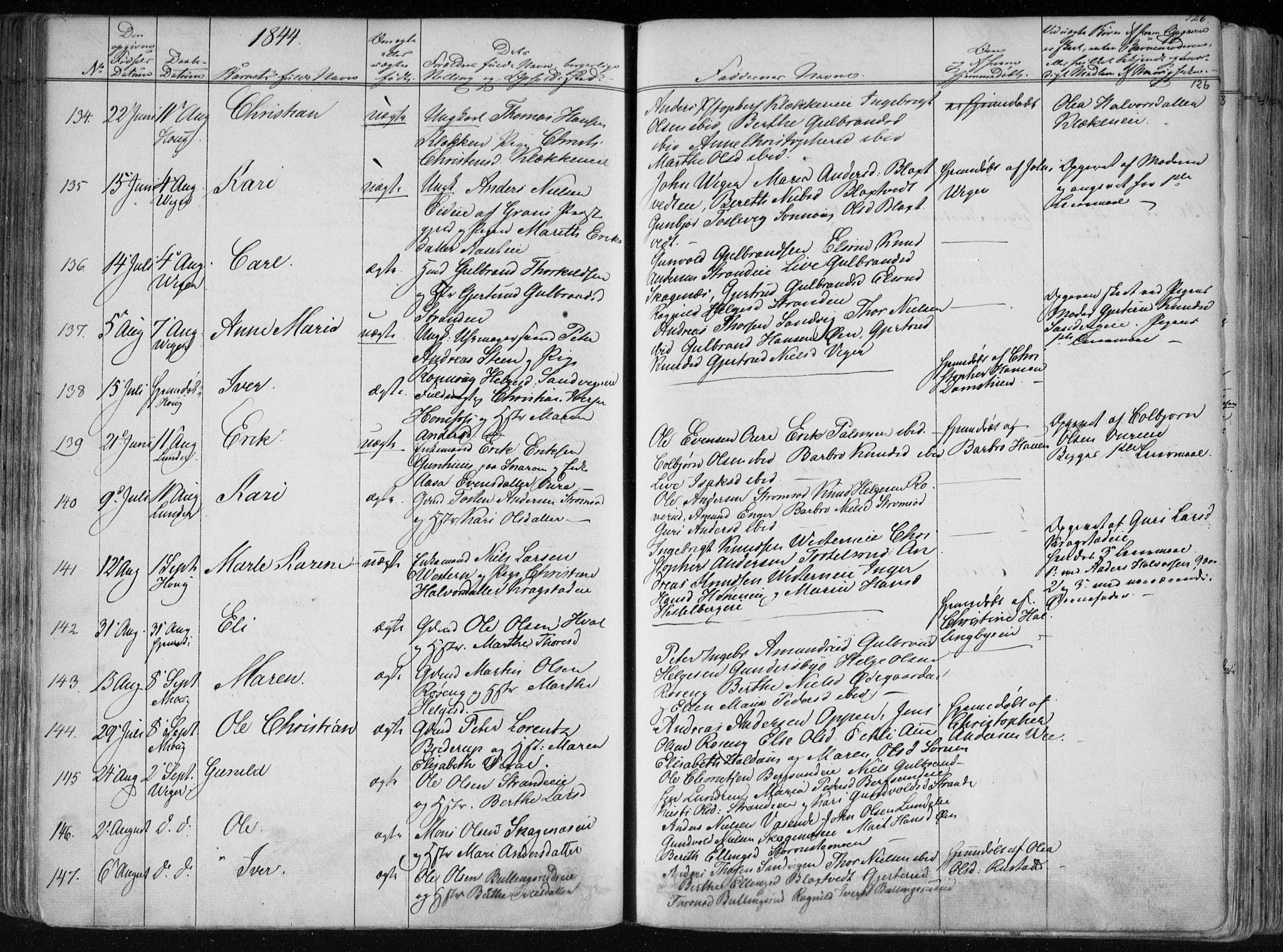 Norderhov kirkebøker, SAKO/A-237/F/Fa/L0010: Parish register (official) no. 10, 1837-1847, p. 126