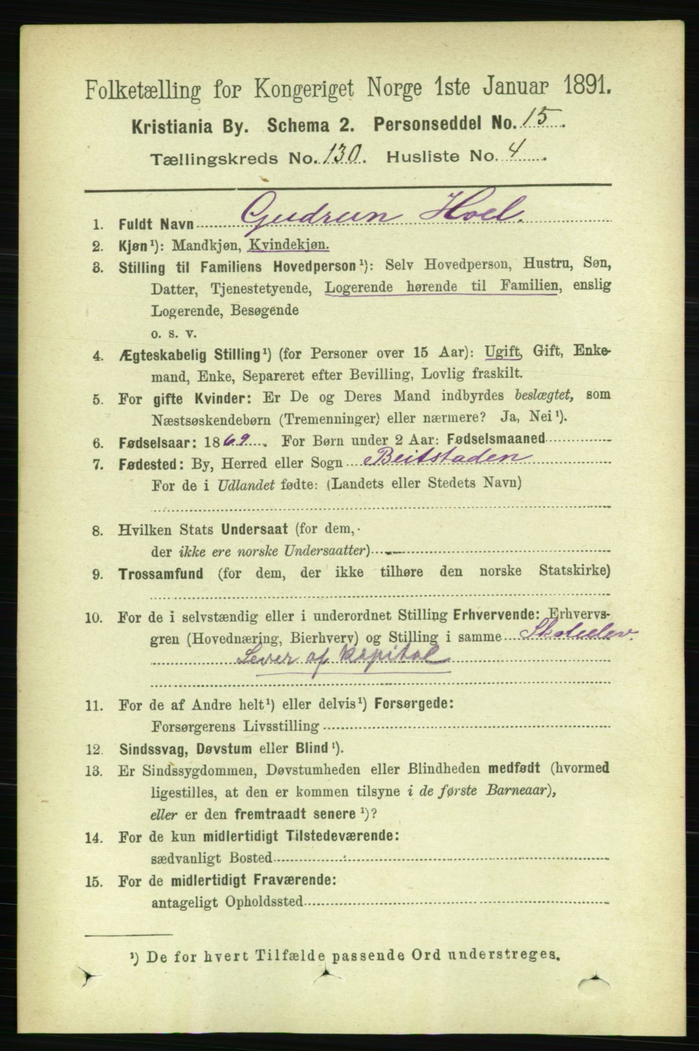 RA, 1891 census for 0301 Kristiania, 1891, p. 70108