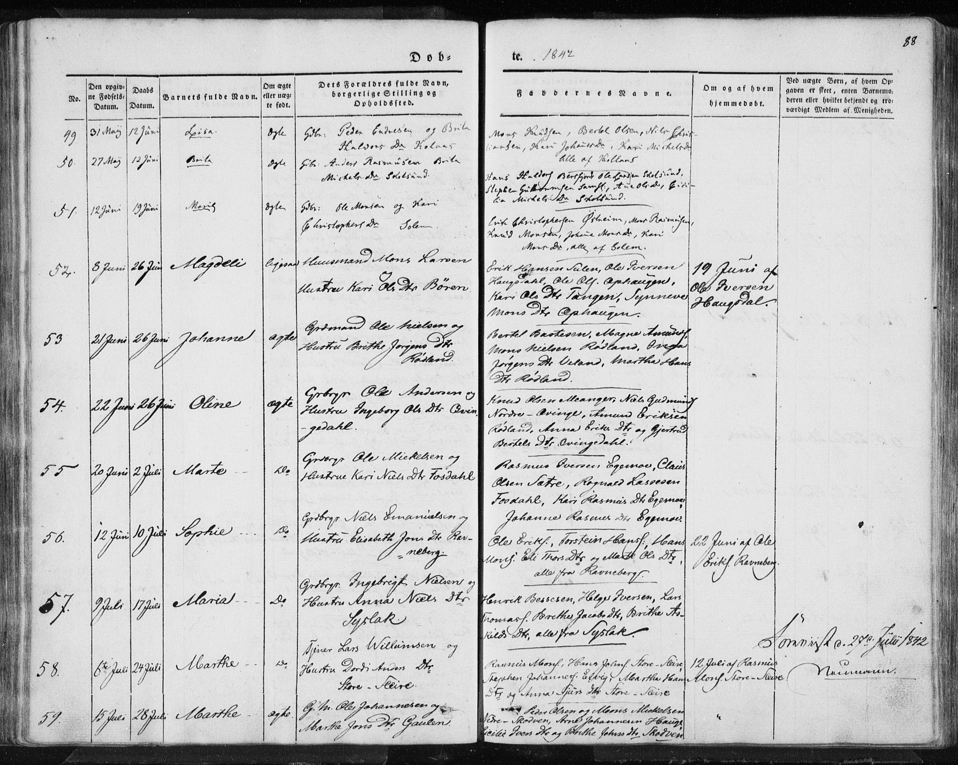 Lindås Sokneprestembete, AV/SAB-A-76701/H/Haa/Haaa/L0010: Parish register (official) no. A 10, 1842-1862, p. 88