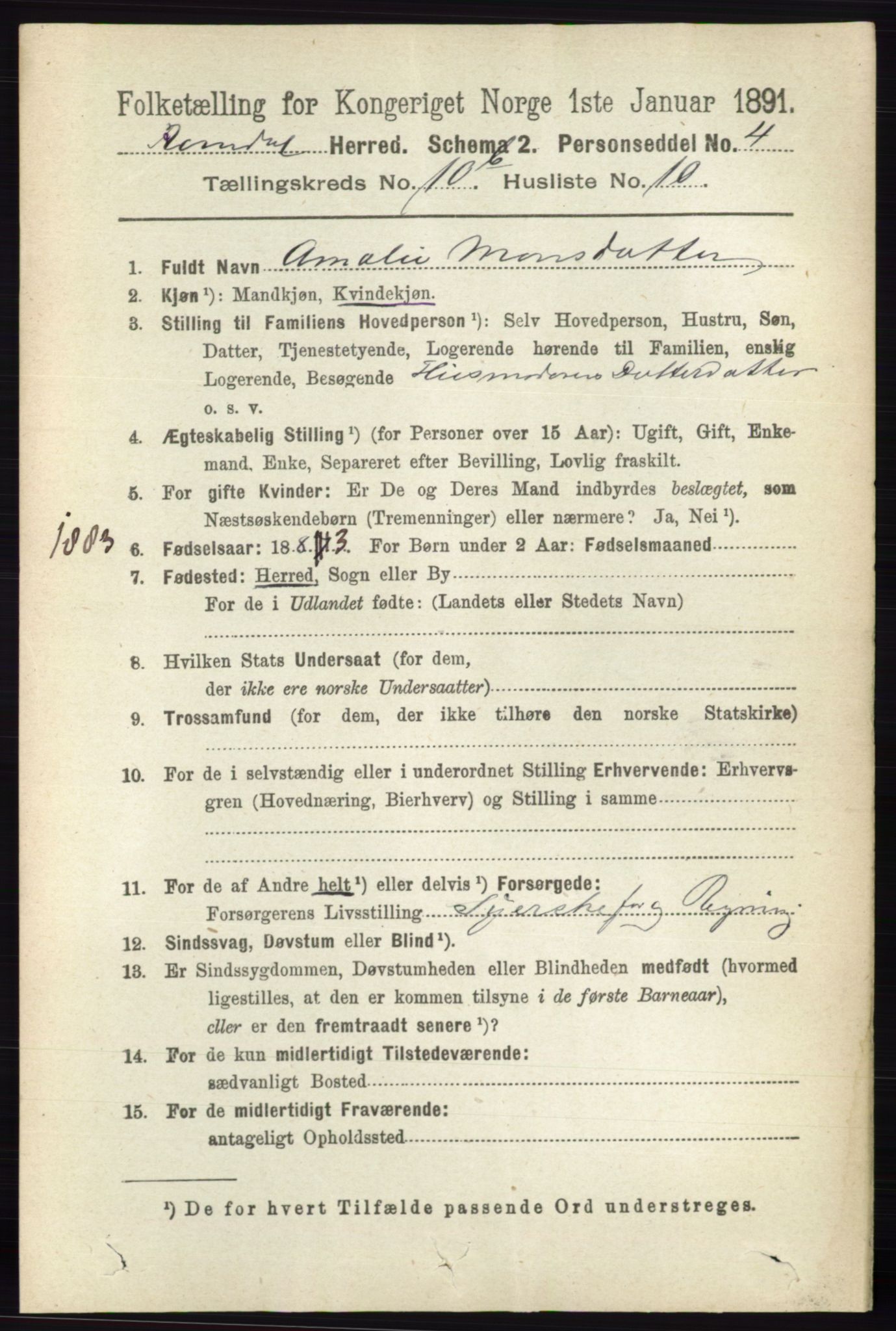 RA, 1891 census for 0416 Romedal, 1891, p. 5334