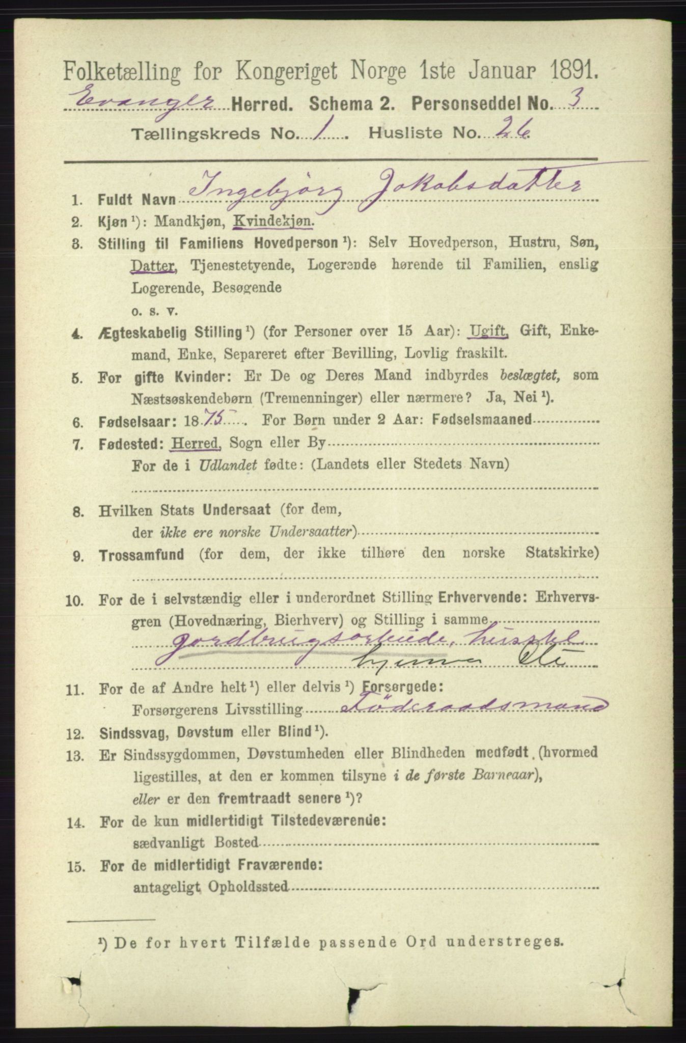 RA, 1891 census for 1237 Evanger, 1891, p. 248