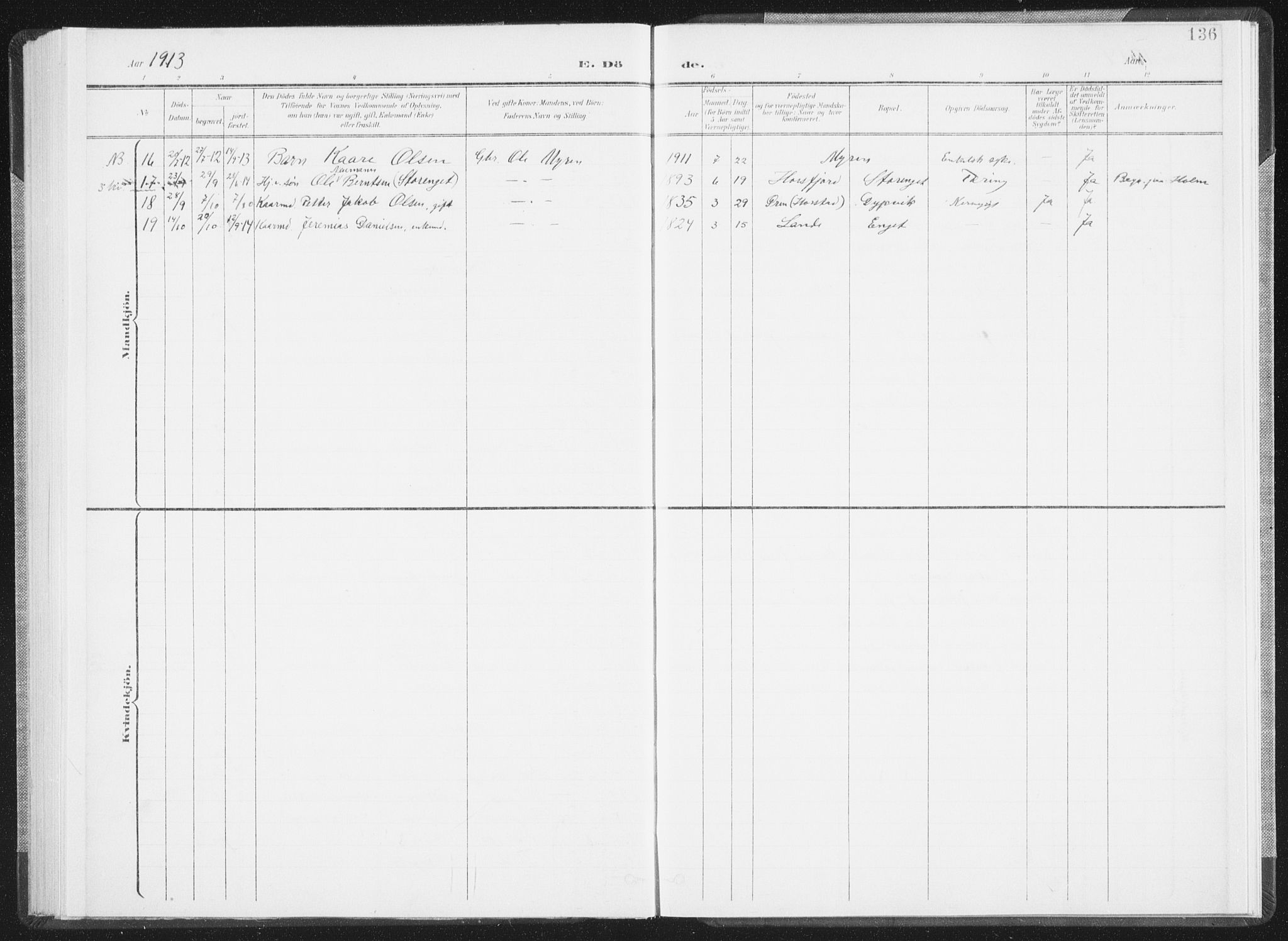 Ministerialprotokoller, klokkerbøker og fødselsregistre - Nordland, AV/SAT-A-1459/810/L0153: Parish register (official) no. 810A12, 1899-1914, p. 136