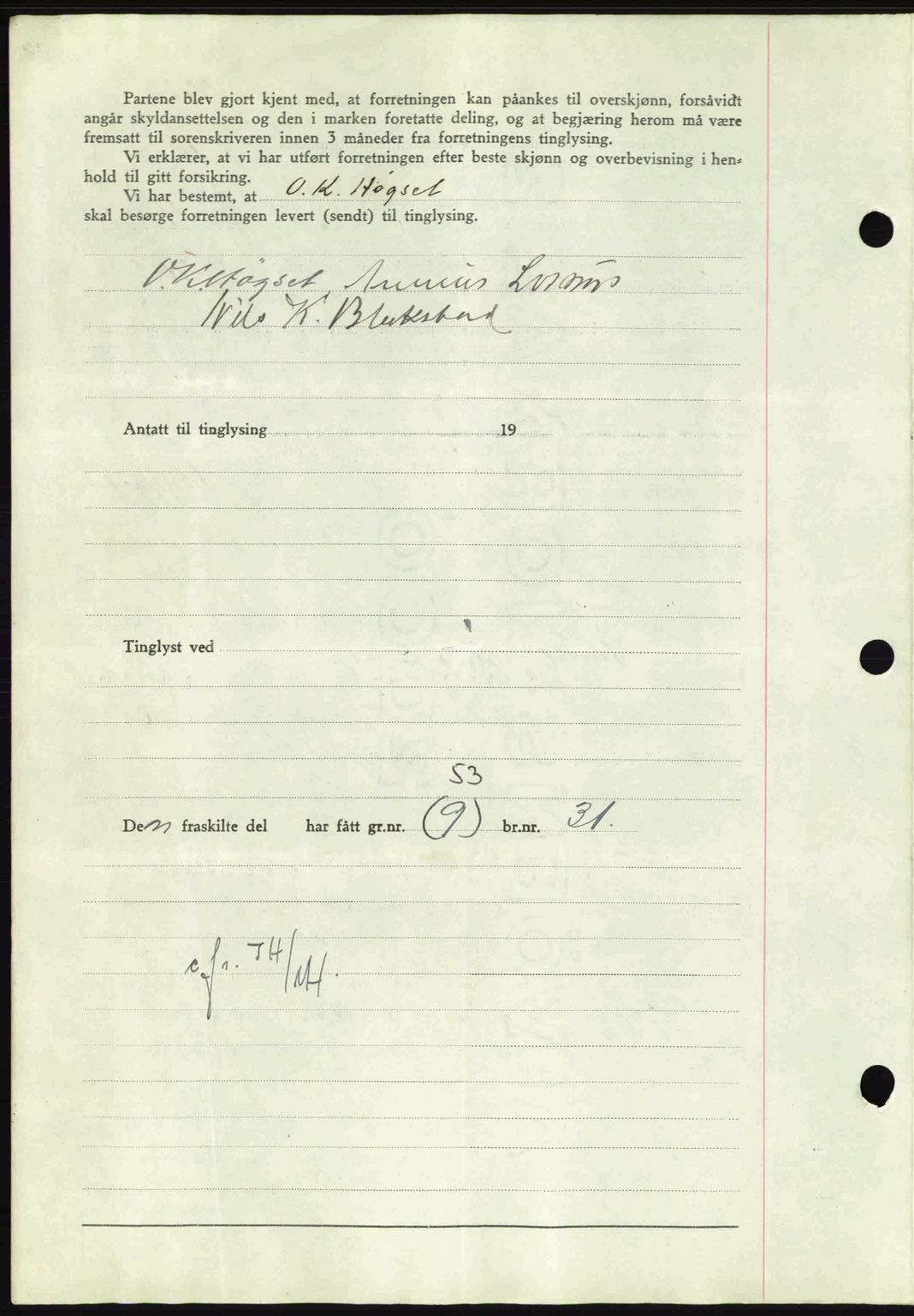 Nordmøre sorenskriveri, SAT/A-4132/1/2/2Ca: Mortgage book no. A89, 1940-1941, Diary no: : 2051/1940