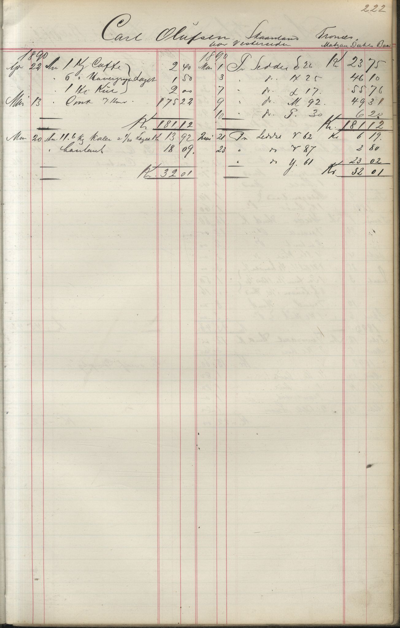 Brodtkorb handel A/S, VAMU/A-0001/F/Fa/L0004/0001: Kompanibøker. Utensogns / Compagnibog for Udensogns Fiskere No 15. Fra A - H, 1882-1895, p. 222