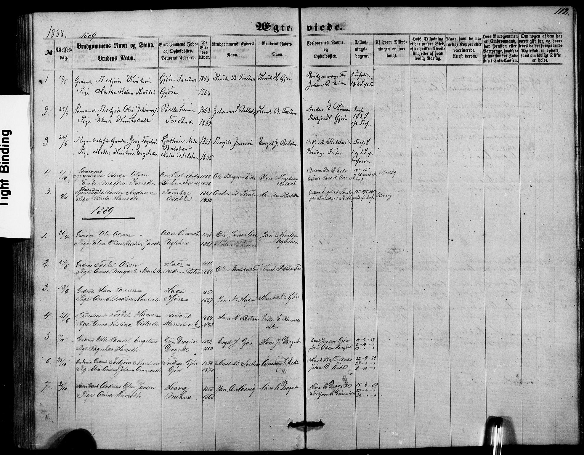Fusa sokneprestembete, AV/SAB-A-75401/H/Hab: Parish register (copy) no. B 1, 1861-1896, p. 112