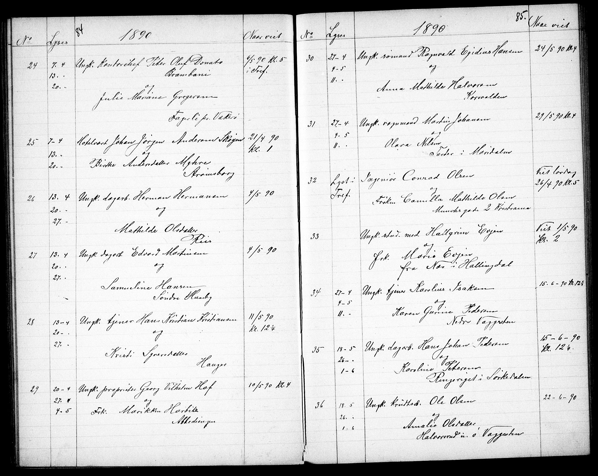 Vestre Aker prestekontor Kirkebøker, AV/SAO-A-10025/G/Ga/L0005: Parish register (copy) no. I 5, 1879-1901, p. 84-85