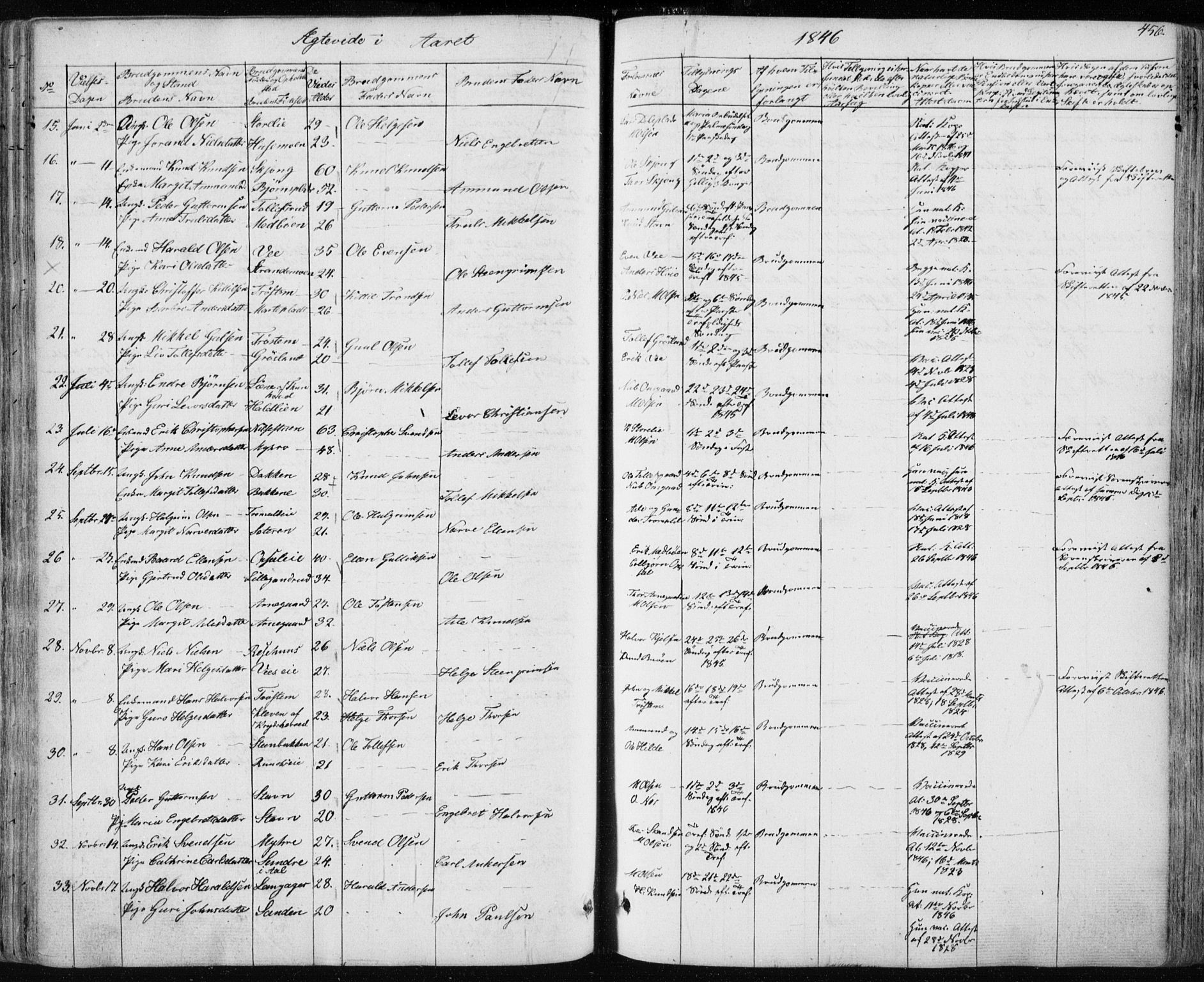 Nes kirkebøker, AV/SAKO-A-236/F/Fa/L0009: Parish register (official) no. 9, 1834-1863, p. 456