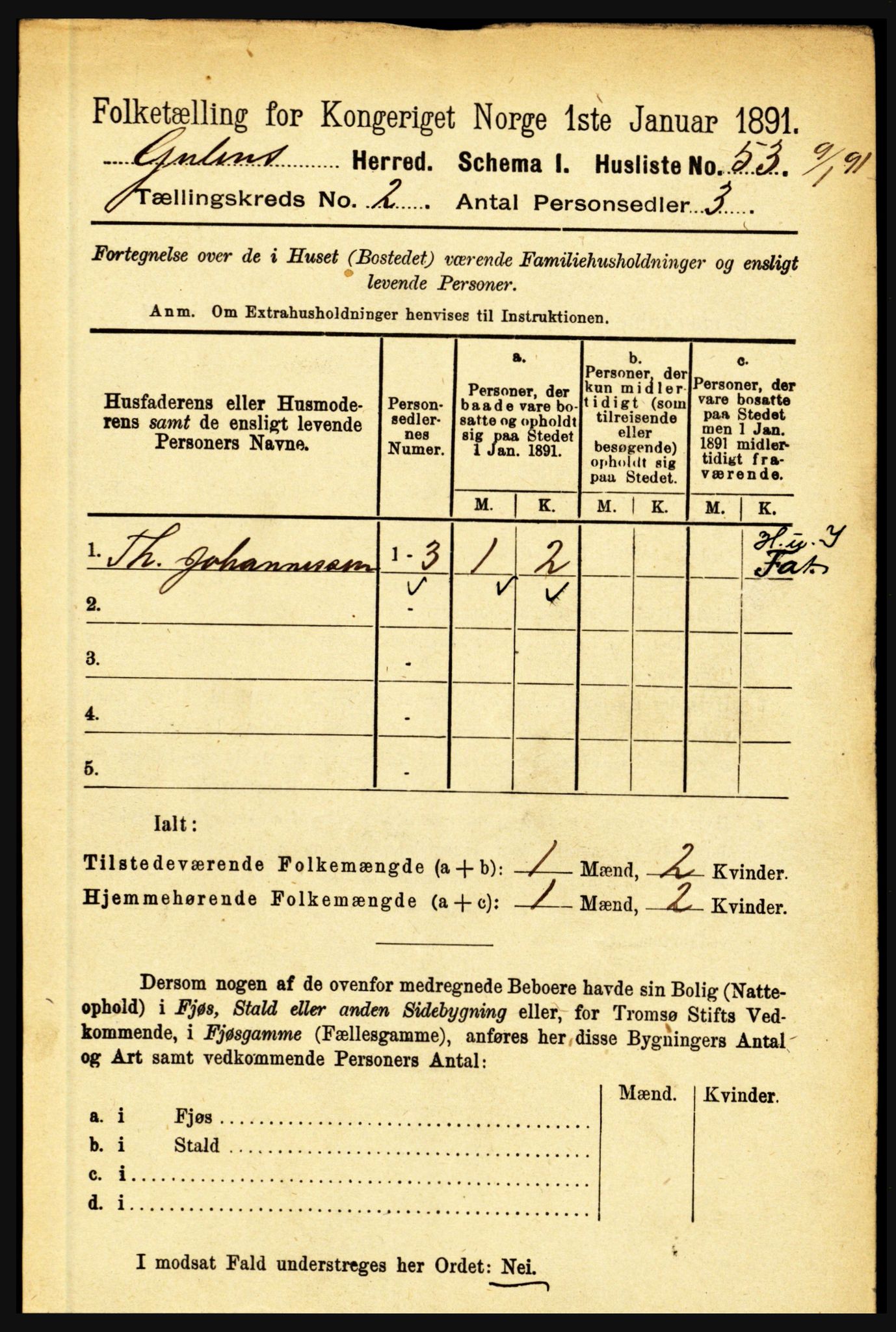 RA, 1891 census for 1411 Gulen, 1891, p. 489