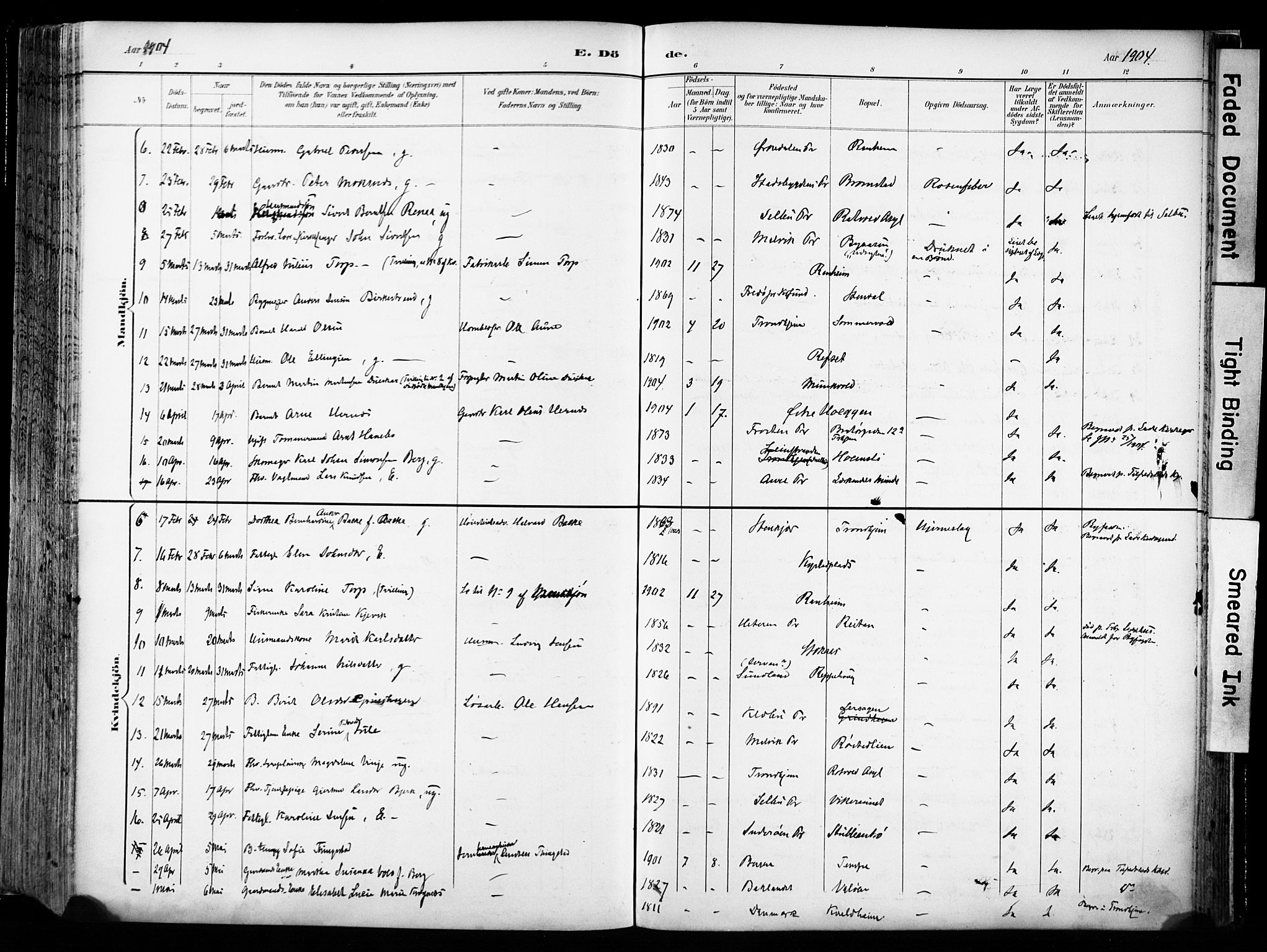 Ministerialprotokoller, klokkerbøker og fødselsregistre - Sør-Trøndelag, AV/SAT-A-1456/606/L0301: Parish register (official) no. 606A16, 1894-1907