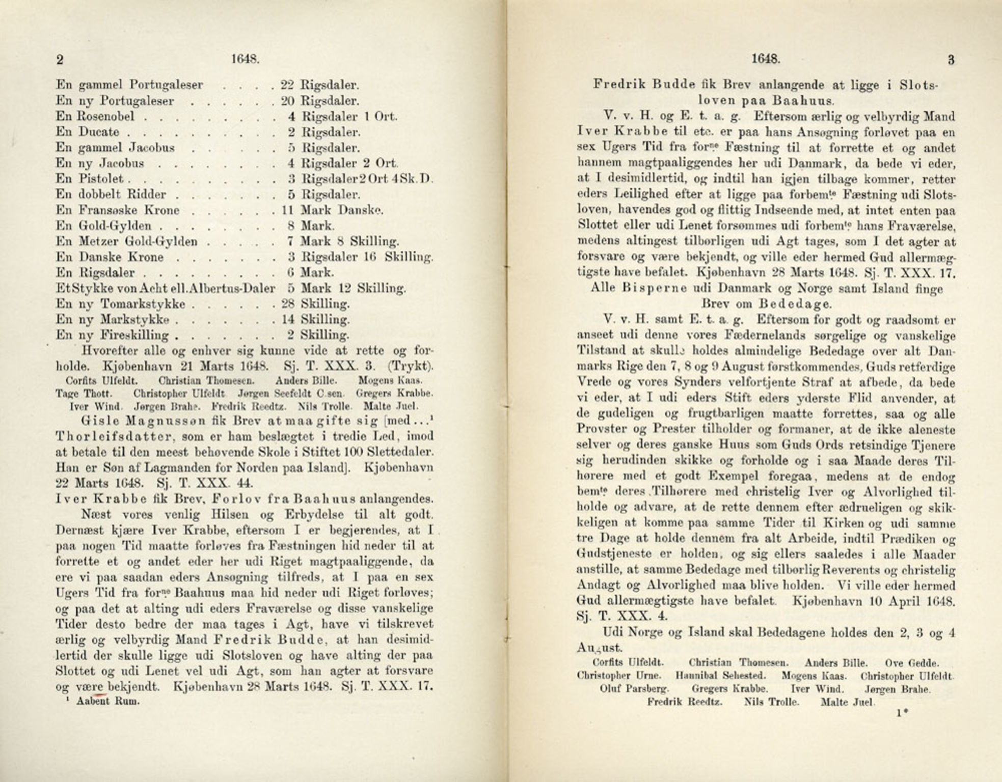 Publikasjoner utgitt av Det Norske Historiske Kildeskriftfond, PUBL/-/-/-: Norske Rigs-Registranter, bind 9, 1648-1649, p. 2-3