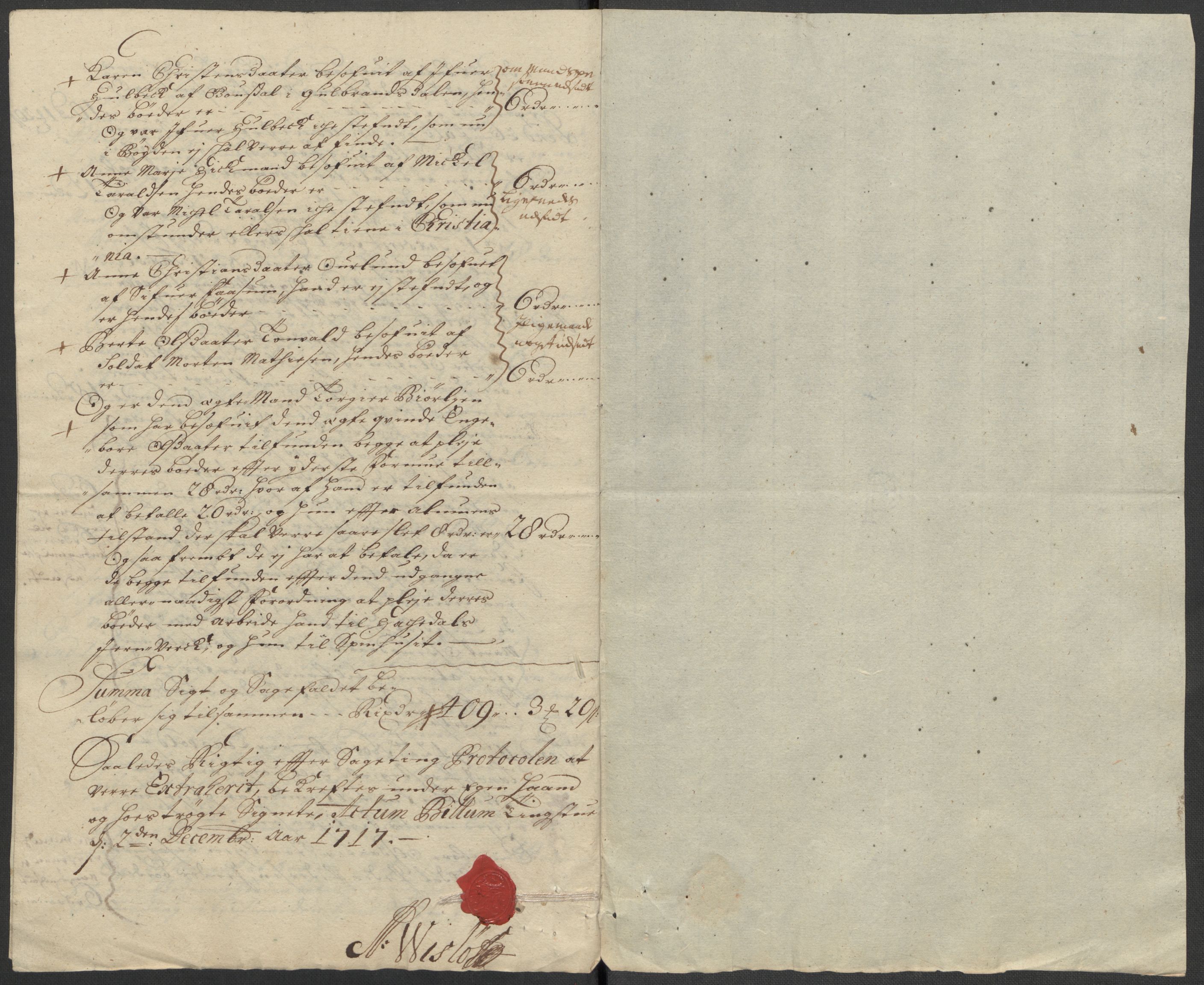 Rentekammeret inntil 1814, Reviderte regnskaper, Fogderegnskap, AV/RA-EA-4092/R18/L1318: Fogderegnskap Hadeland, Toten og Valdres, 1717, p. 78