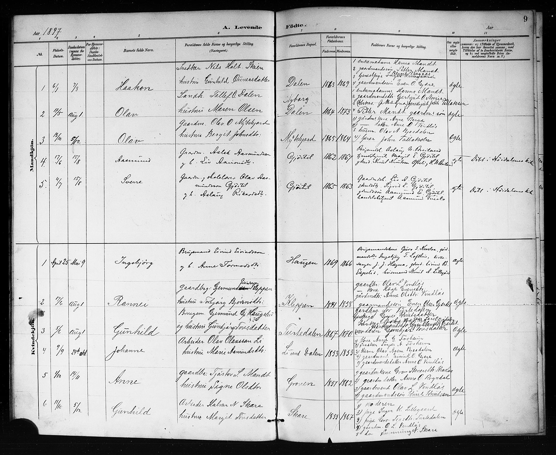 Lårdal kirkebøker, SAKO/A-284/G/Gb/L0003: Parish register (copy) no. II 3, 1889-1920, p. 9