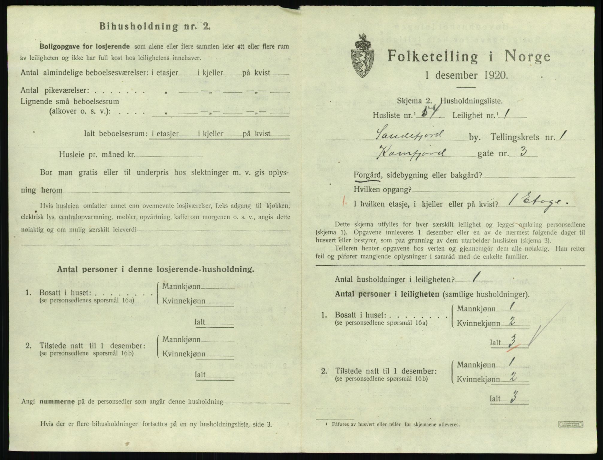 SAKO, 1920 census for Sandefjord, 1920, p. 1468