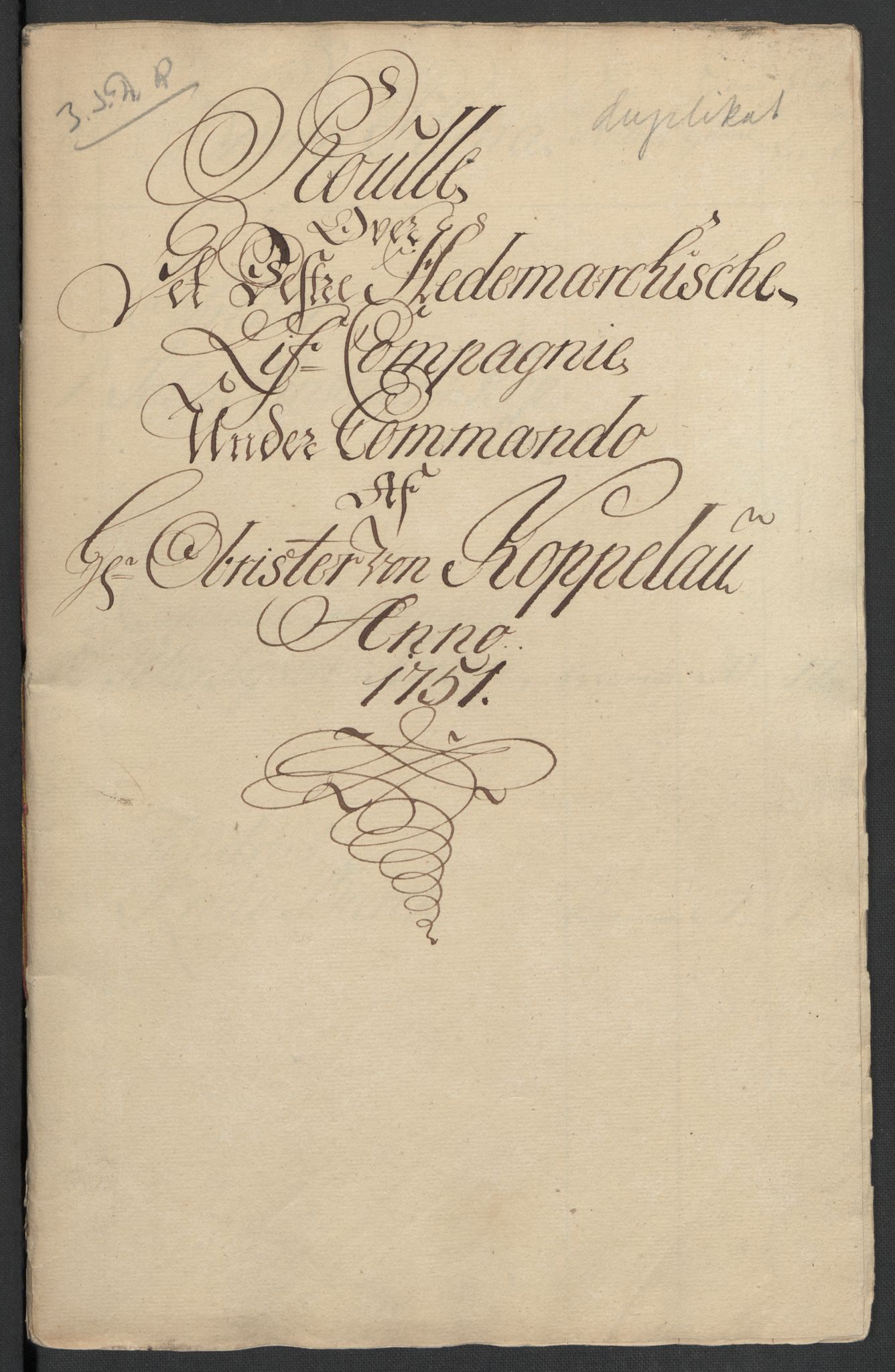 Kommanderende general (KG I) med Det norske krigsdirektorium, RA/EA-5419/E/Ea/L0479: 3. Sønnafjelske dragonregiment, 1756-1760, p. 500