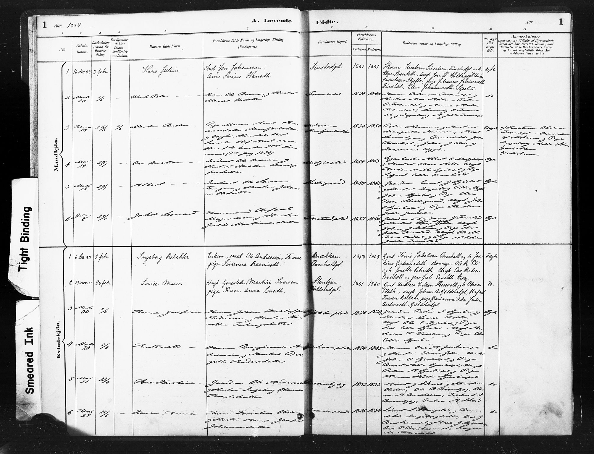 Ministerialprotokoller, klokkerbøker og fødselsregistre - Nord-Trøndelag, AV/SAT-A-1458/736/L0361: Parish register (official) no. 736A01, 1884-1906, p. 1