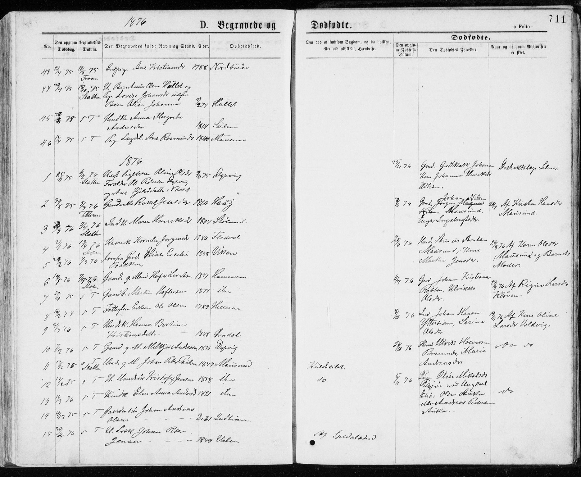 Ministerialprotokoller, klokkerbøker og fødselsregistre - Sør-Trøndelag, AV/SAT-A-1456/640/L0576: Parish register (official) no. 640A01, 1846-1876, p. 711