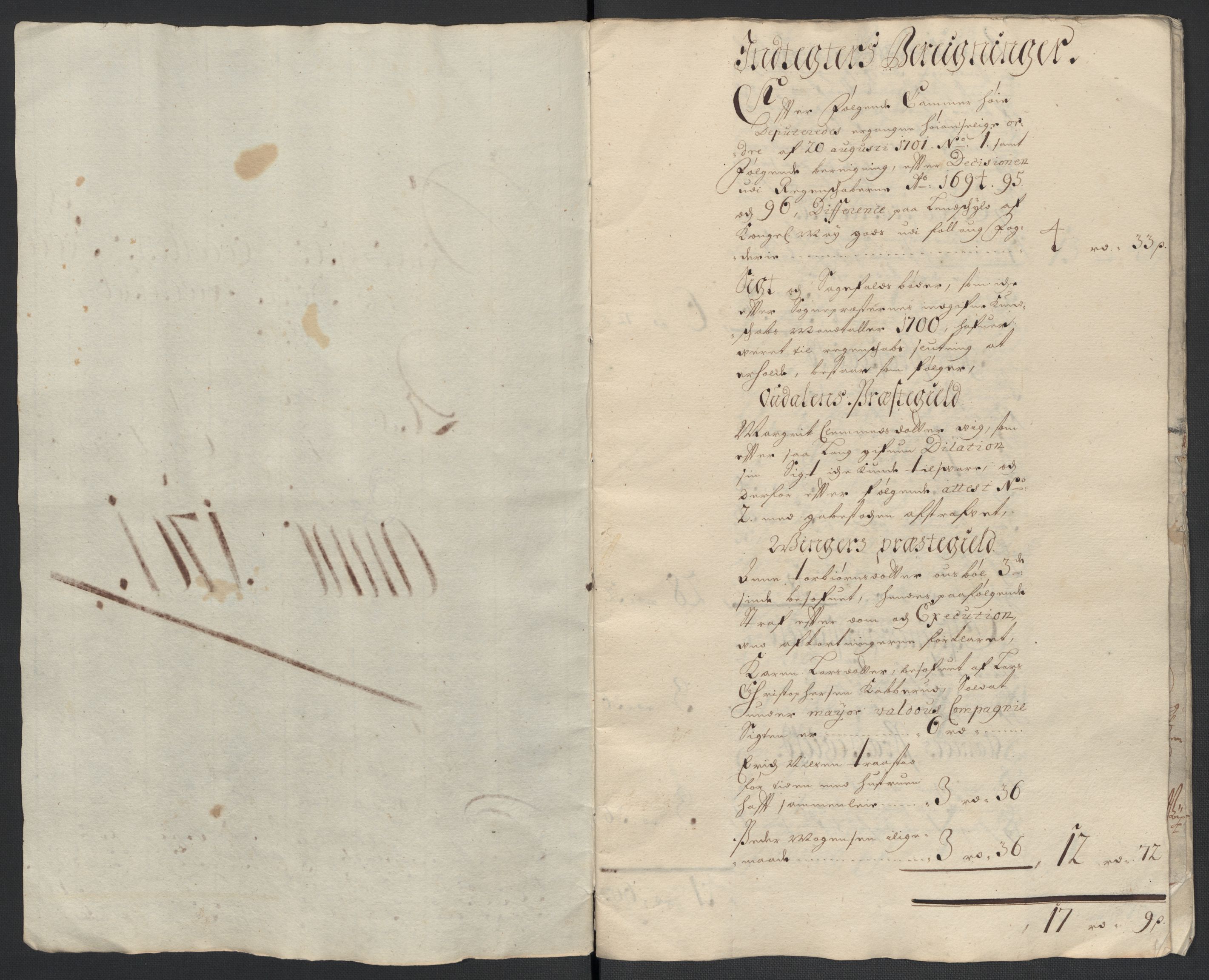 Rentekammeret inntil 1814, Reviderte regnskaper, Fogderegnskap, RA/EA-4092/R13/L0839: Fogderegnskap Solør, Odal og Østerdal, 1701, p. 4