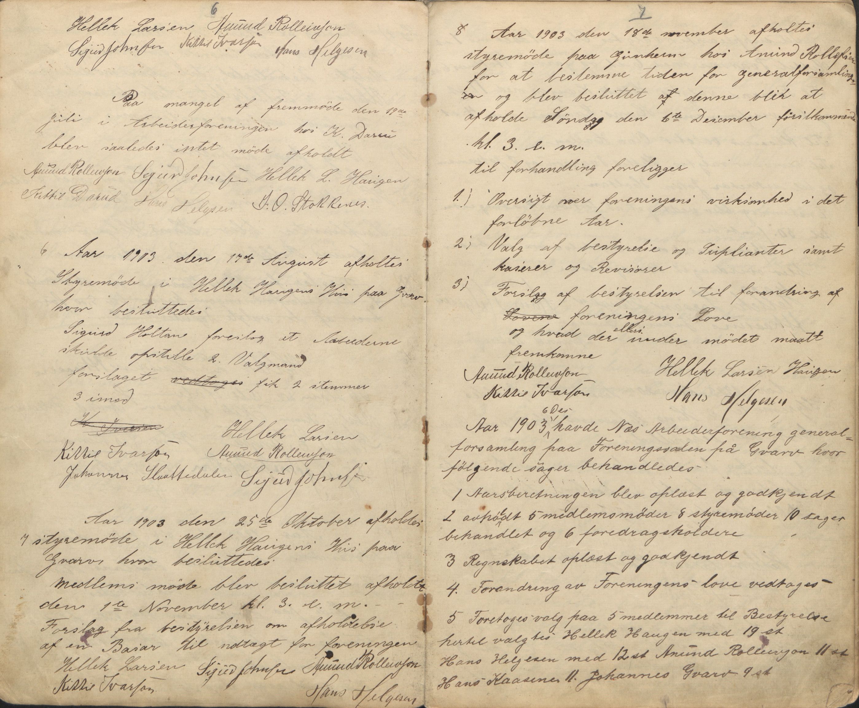 Nes arbeiderforenings arkiv, AAT/AAT-822002/A/L0001: Møtebok, 1902-1923