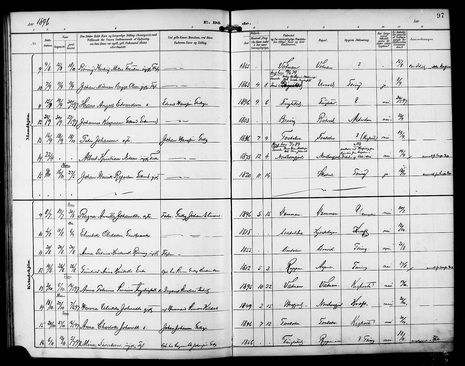 Ministerialprotokoller, klokkerbøker og fødselsregistre - Nordland, SAT/A-1459/810/L0152: Parish register (official) no. 810A11, 1895-1899, p. 97