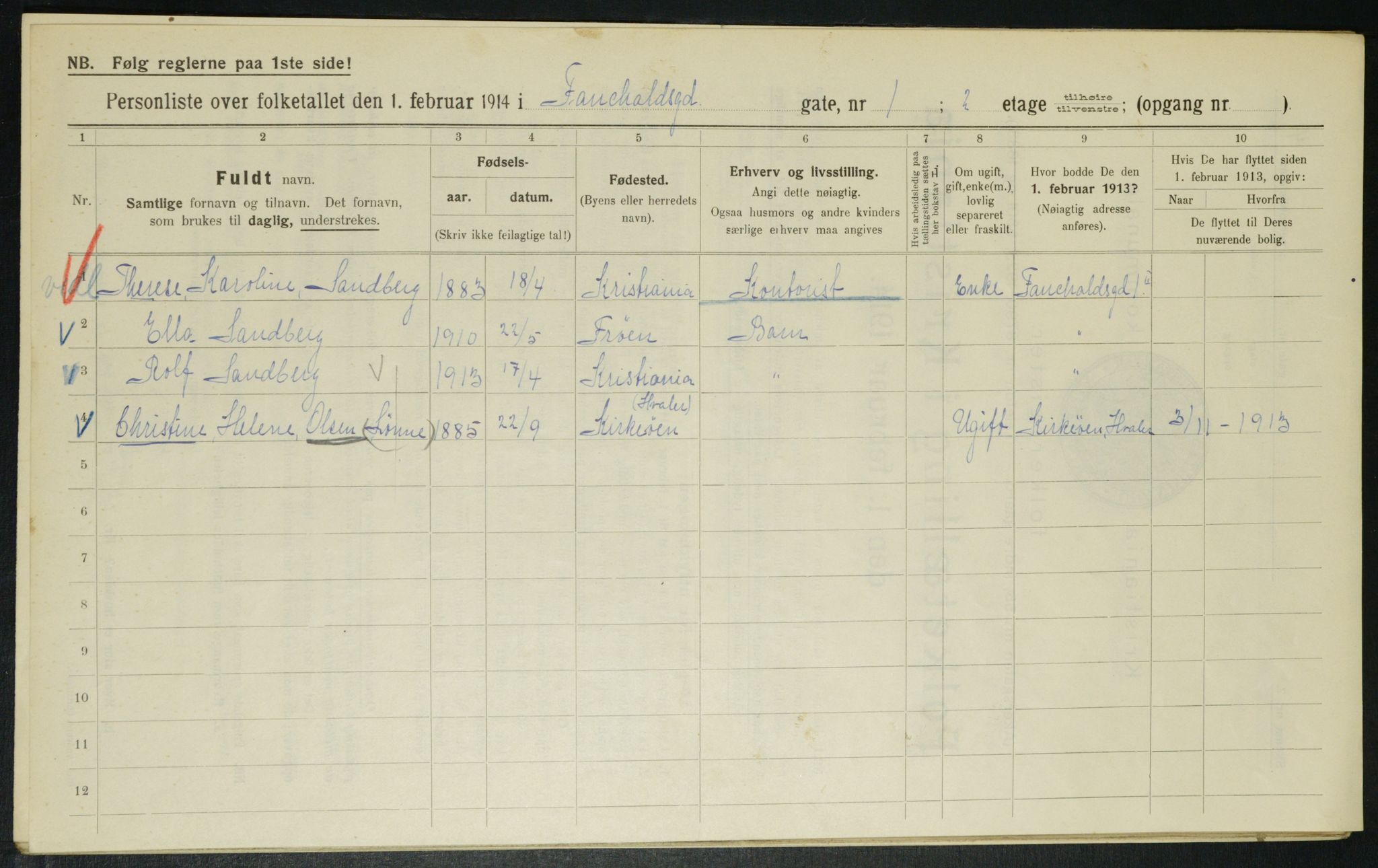 OBA, Municipal Census 1914 for Kristiania, 1914, p. 23835