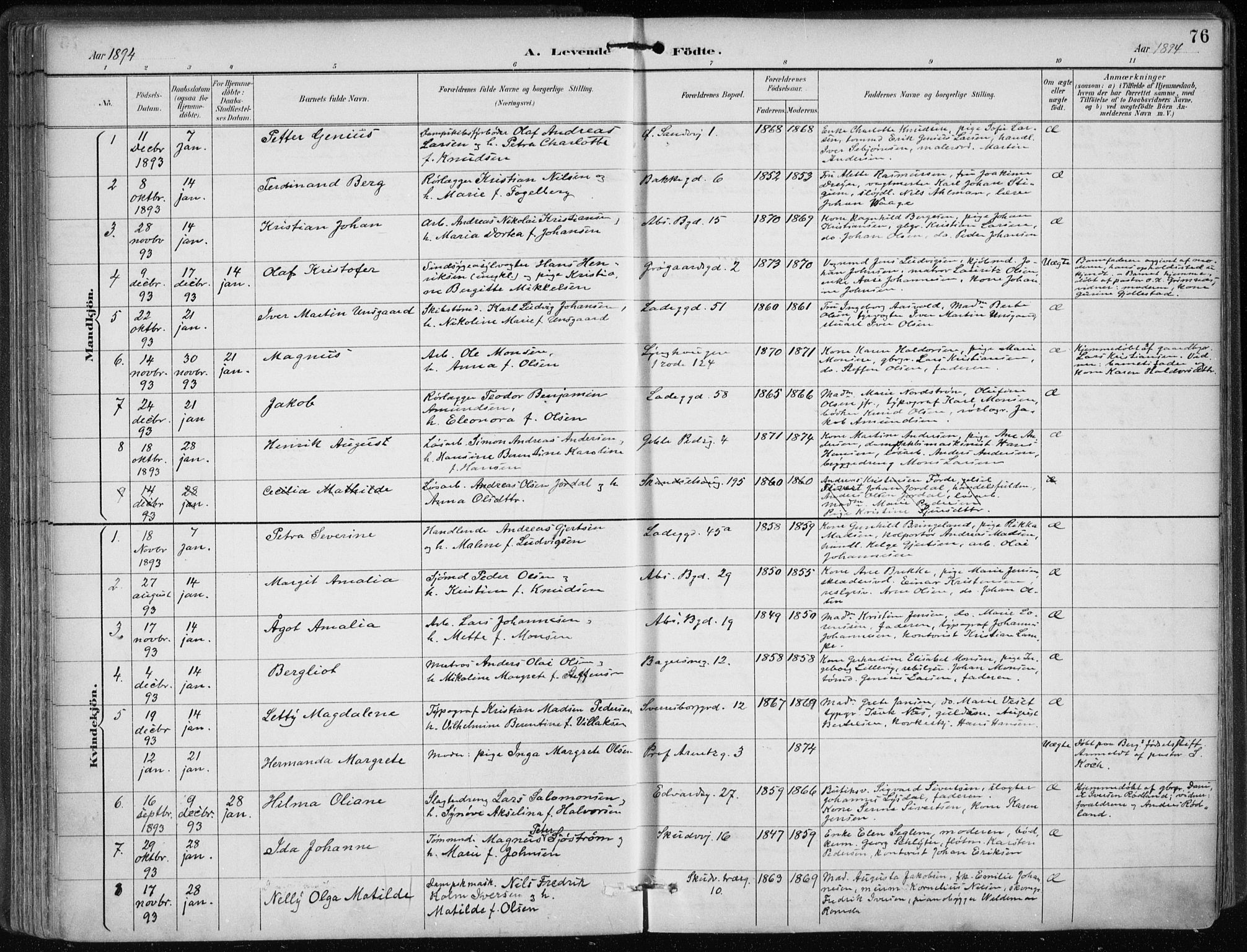 Sandviken Sokneprestembete, AV/SAB-A-77601/H/Ha/L0005: Parish register (official) no. B 2, 1891-1901, p. 76