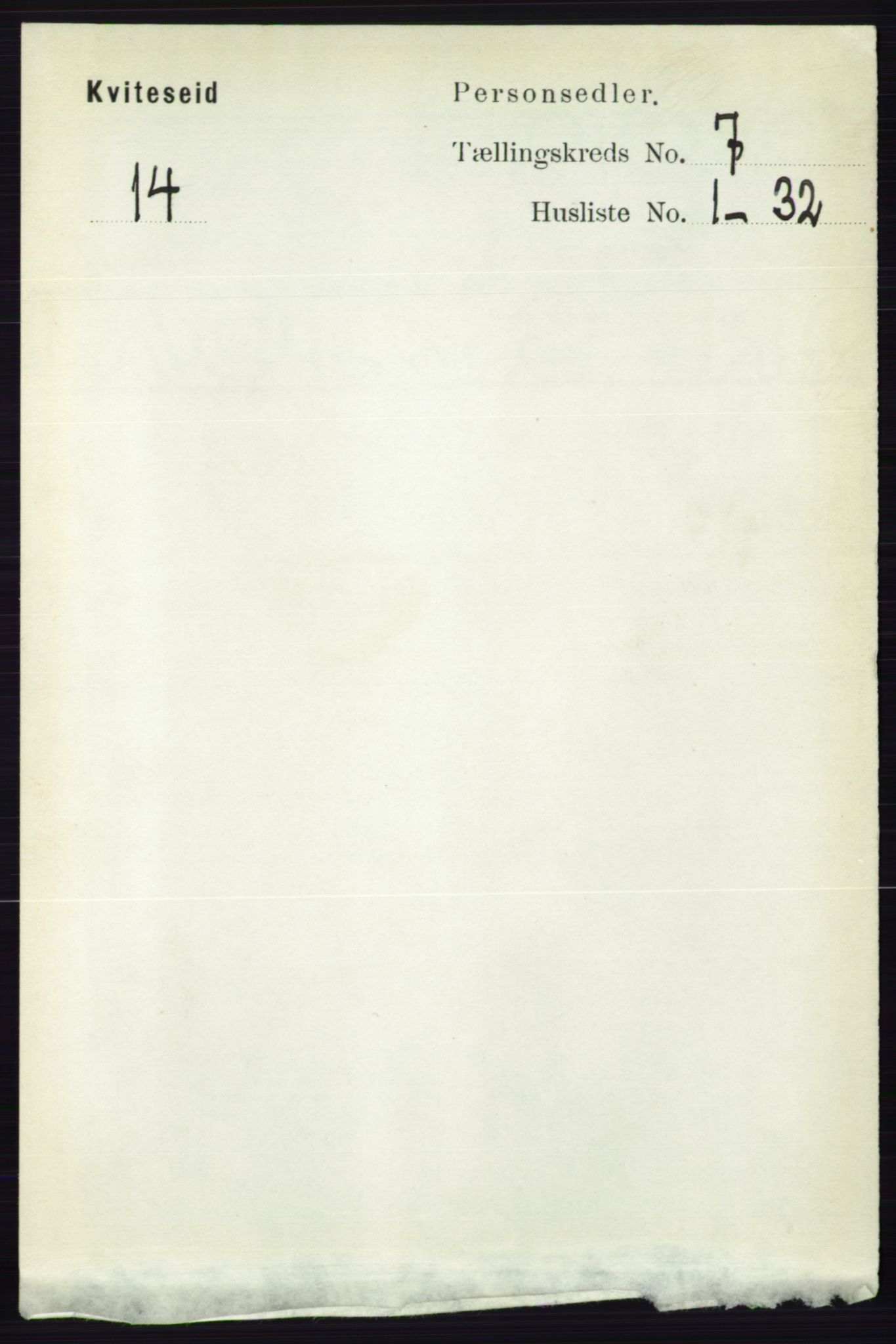 RA, 1891 census for 0829 Kviteseid, 1891, p. 1364