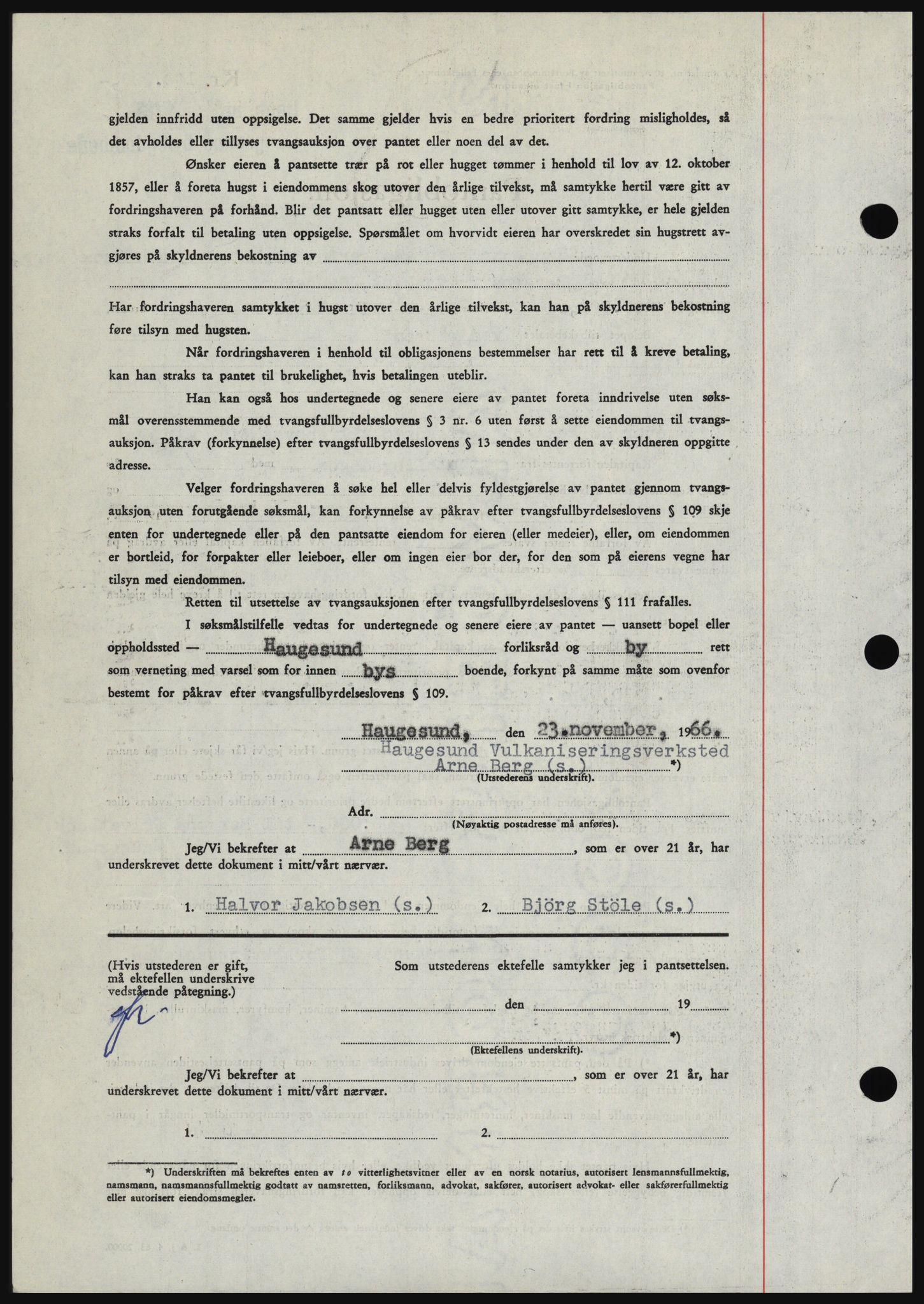 Haugesund tingrett, SAST/A-101415/01/II/IIC/L0056: Mortgage book no. B 56, 1966-1967, Diary no: : 2571/1966