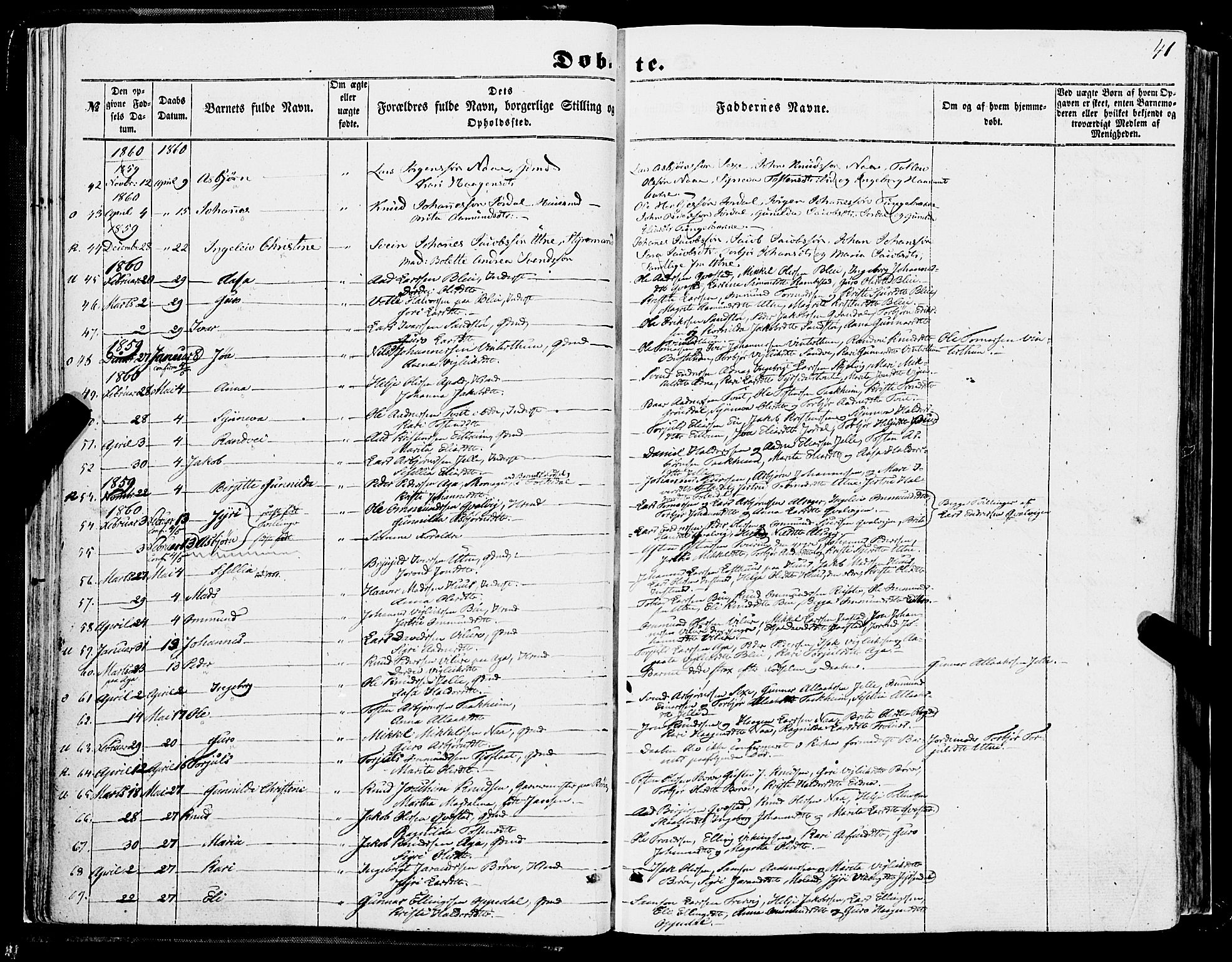 Ullensvang sokneprestembete, AV/SAB-A-78701/H/Haa: Parish register (official) no. A 11, 1854-1866, p. 41