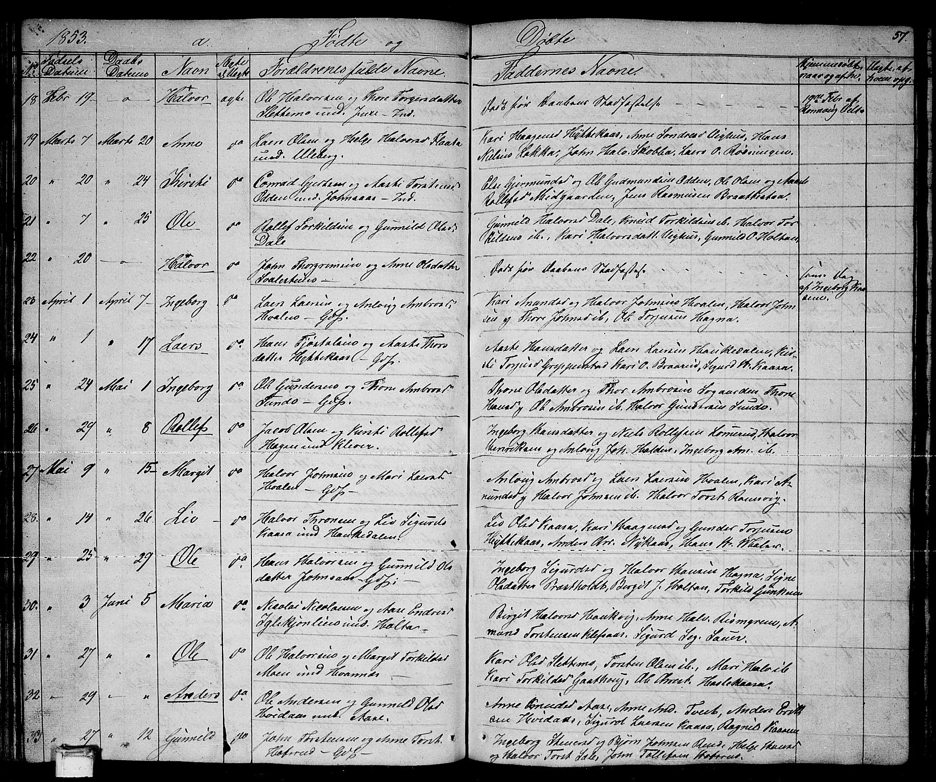 Sauherad kirkebøker, AV/SAKO-A-298/G/Ga/L0002: Parish register (copy) no. I 2, 1842-1866, p. 57