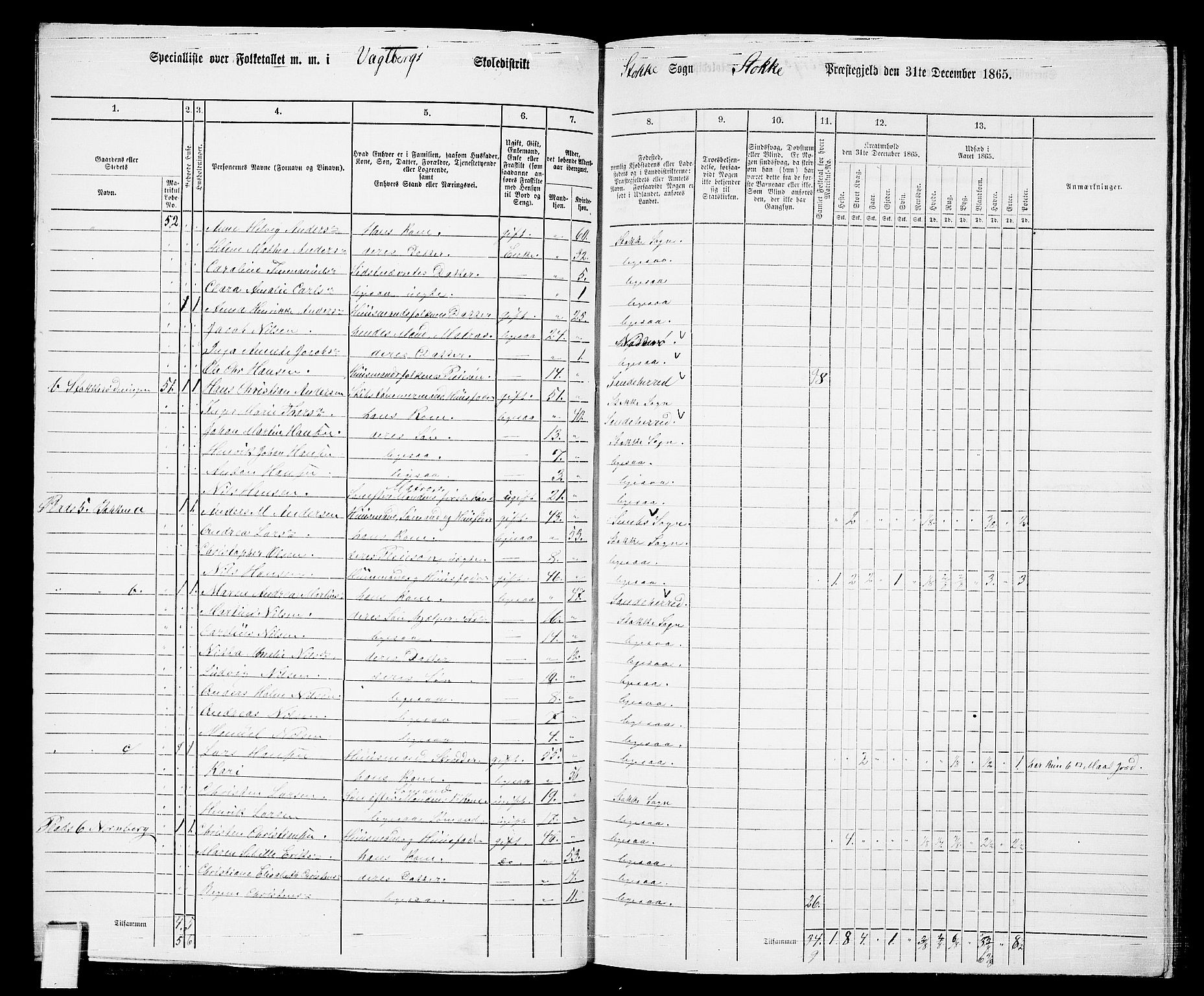 RA, 1865 census for Stokke, 1865, p. 57