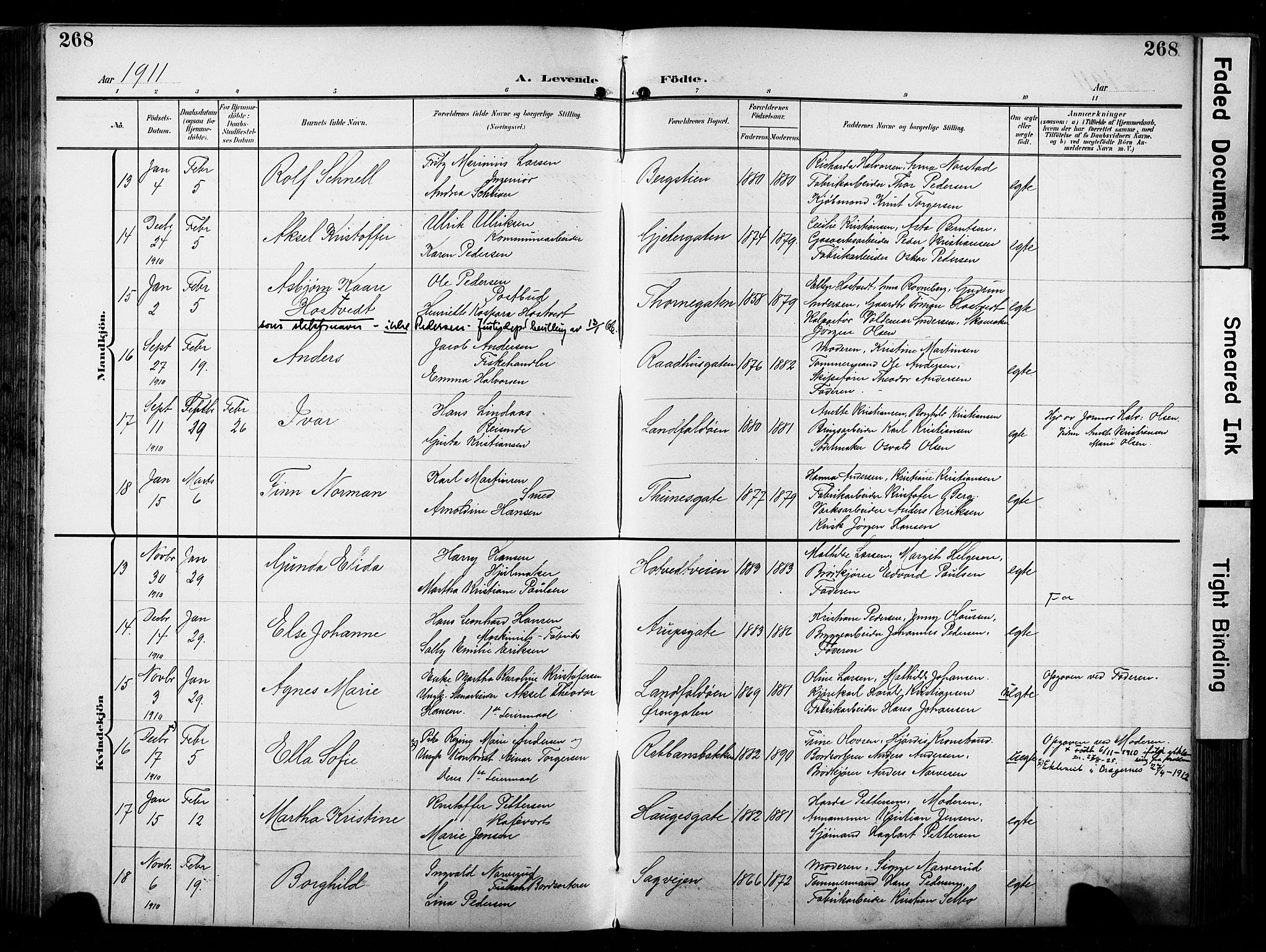 Bragernes kirkebøker, AV/SAKO-A-6/F/Fb/L0009: Parish register (official) no. II 9, 1902-1911, p. 268