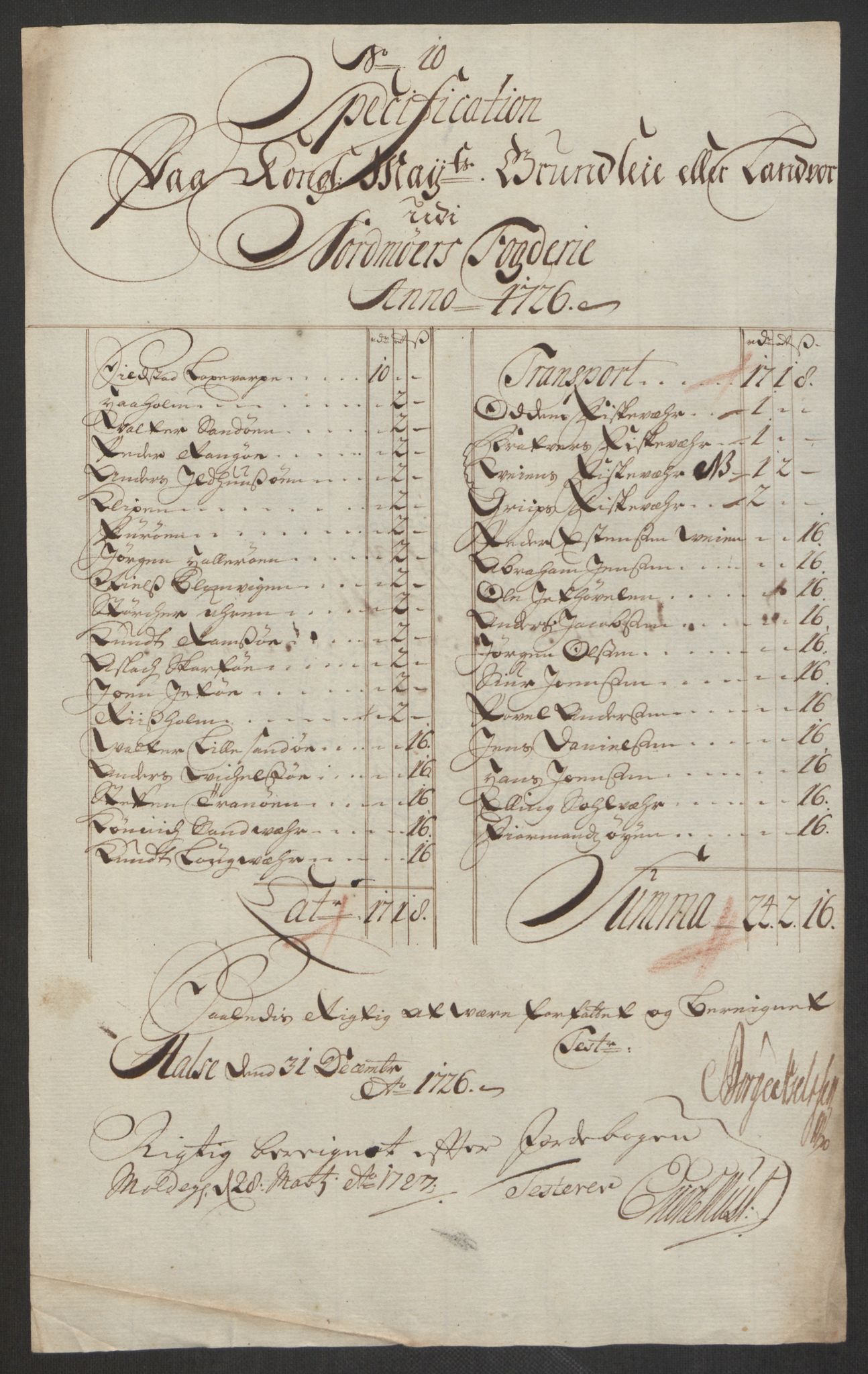 Rentekammeret inntil 1814, Reviderte regnskaper, Fogderegnskap, AV/RA-EA-4092/R56/L3759: Fogderegnskap Nordmøre, 1726, p. 135