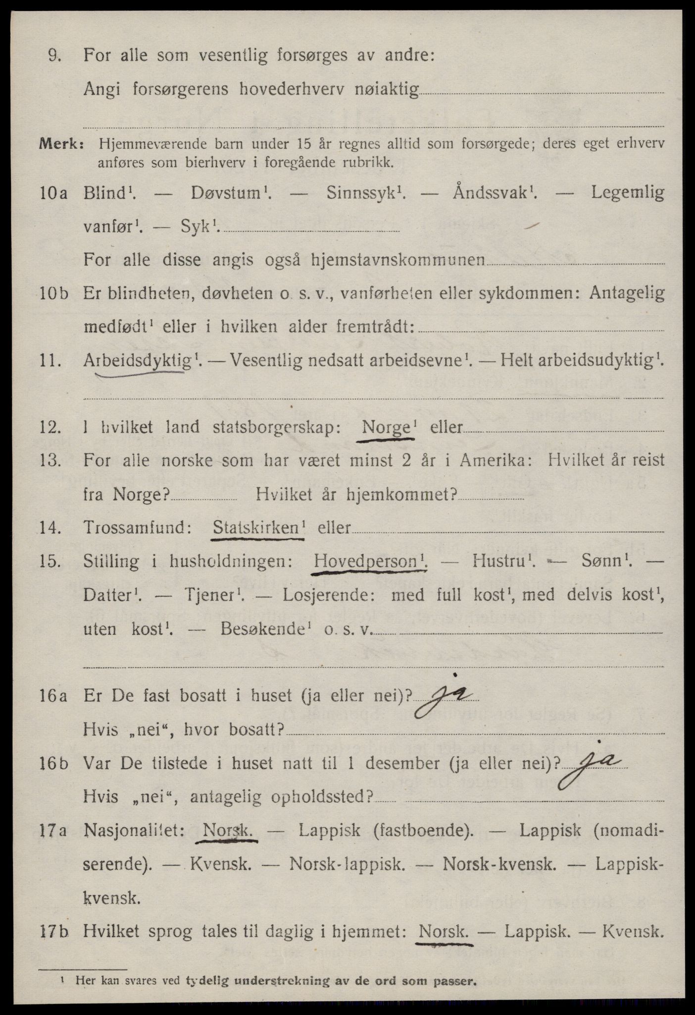 SAT, 1920 census for Melhus, 1920, p. 4954