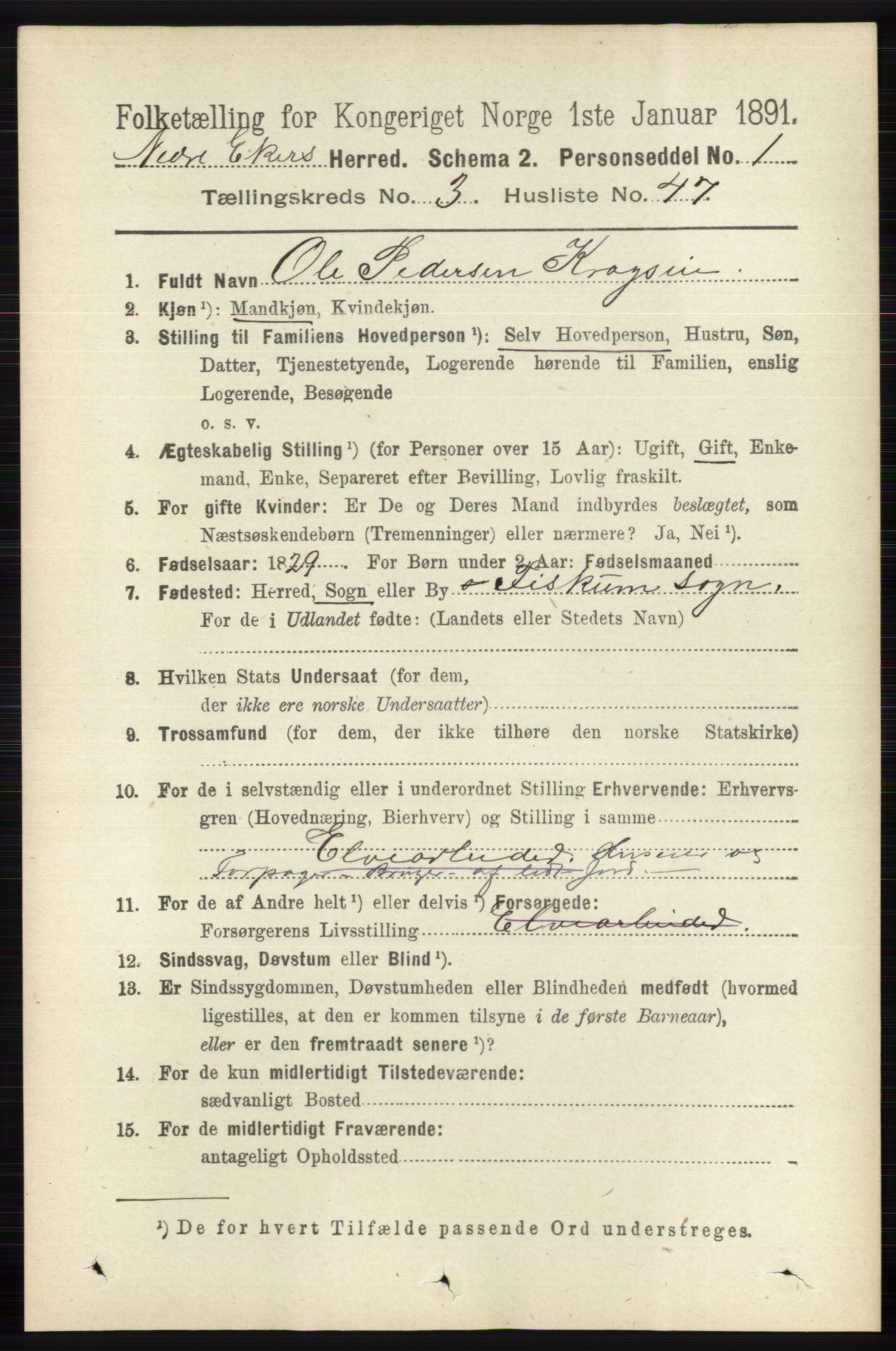 RA, 1891 census for 0625 Nedre Eiker, 1891, p. 1446