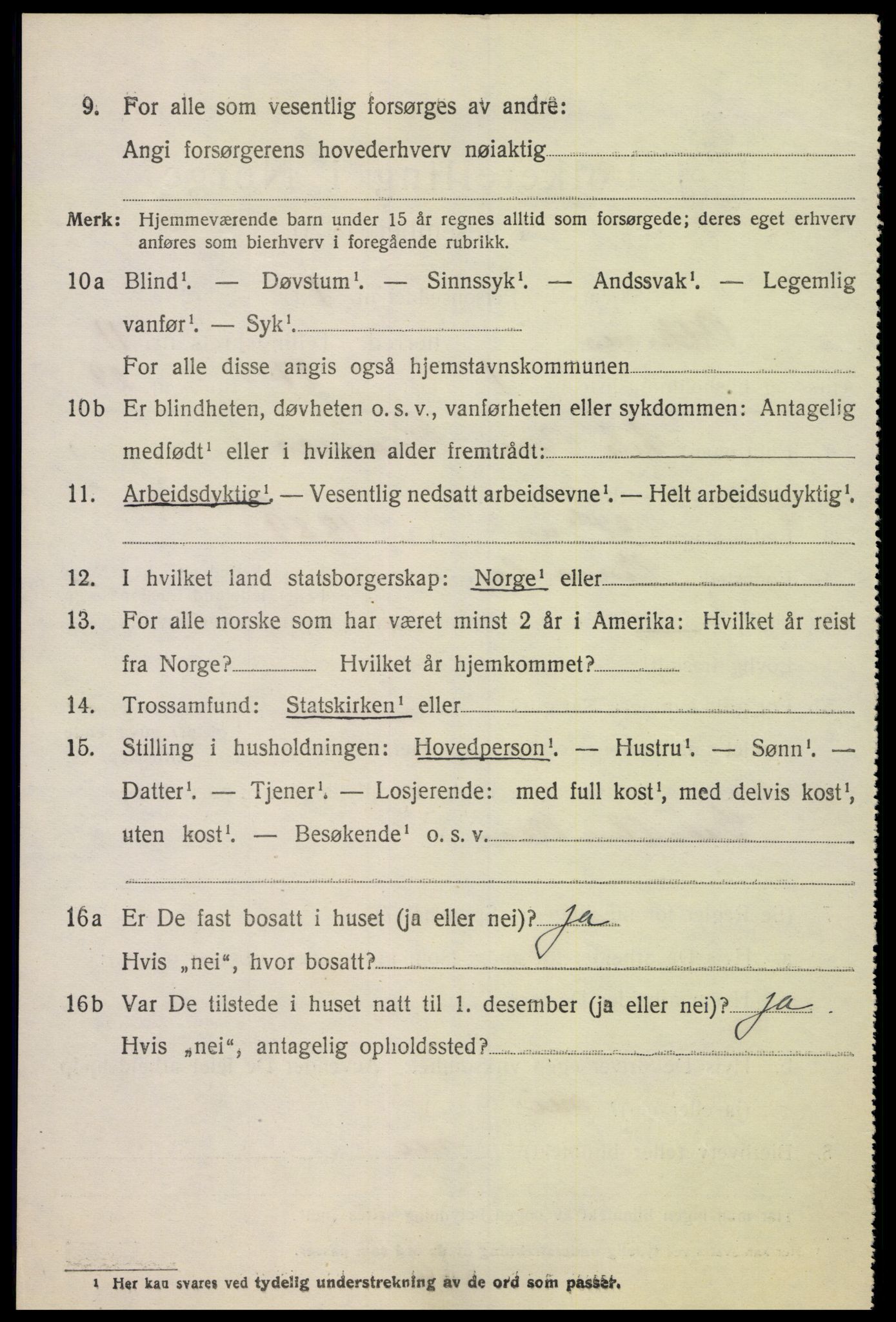 SAK, 1920 census for Oddernes, 1920, p. 7062