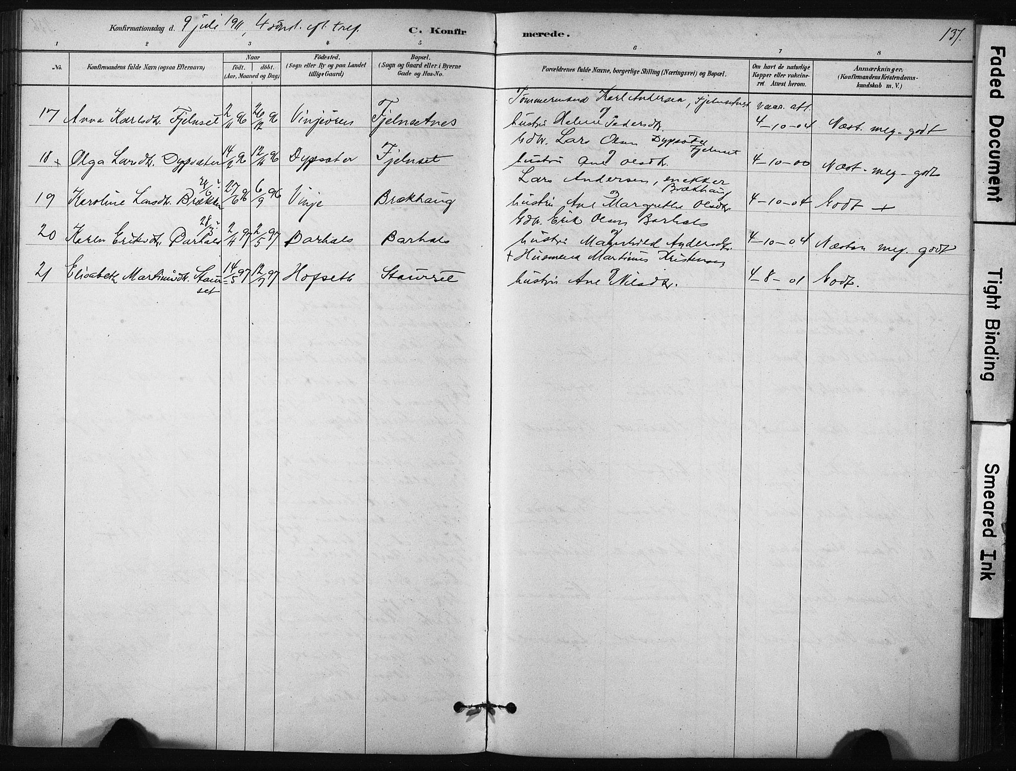 Ministerialprotokoller, klokkerbøker og fødselsregistre - Sør-Trøndelag, AV/SAT-A-1456/631/L0512: Parish register (official) no. 631A01, 1879-1912, p. 137