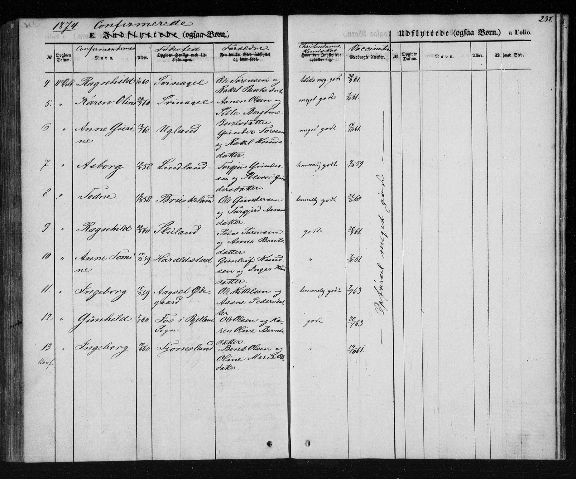 Holum sokneprestkontor, AV/SAK-1111-0022/F/Fa/Fab/L0005: Parish register (official) no. A 5, 1847-1874, p. 237