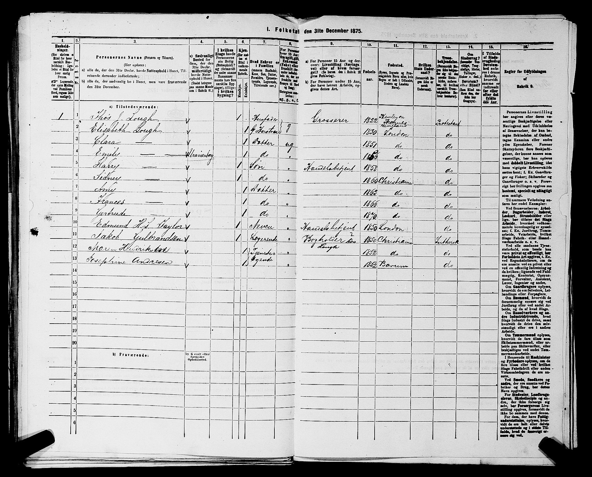 RA, 1875 census for 0218aP Vestre Aker, 1875, p. 2315