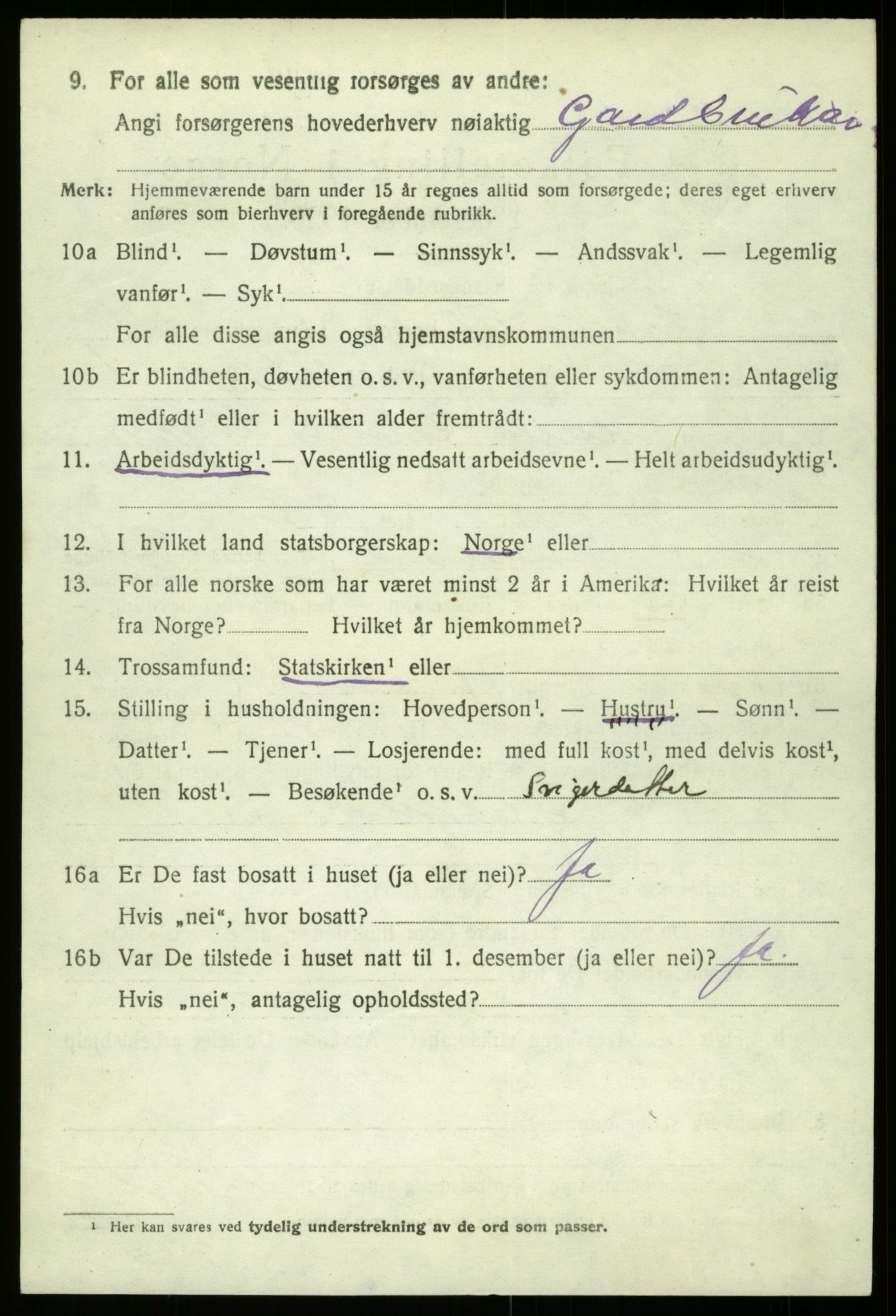 SAB, 1920 census for Kinsarvik, 1920, p. 2875