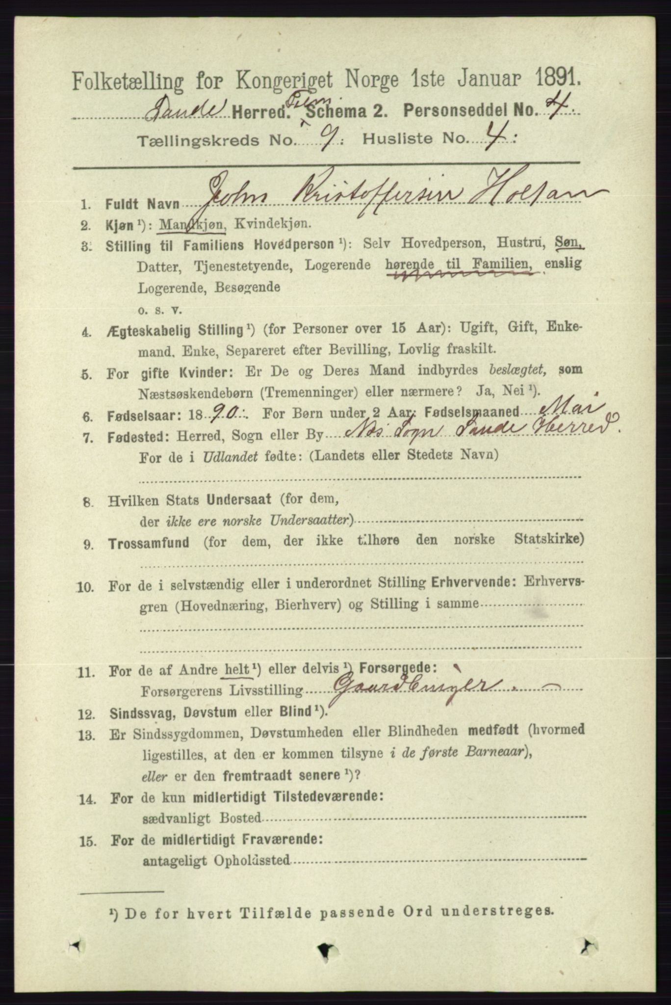 RA, 1891 census for 0822 Sauherad, 1891, p. 2720